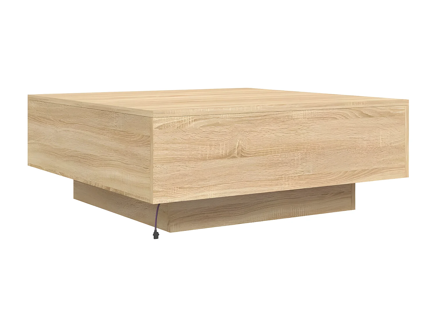 Table basse avec lumières LED chêne sonoma 80x80x31