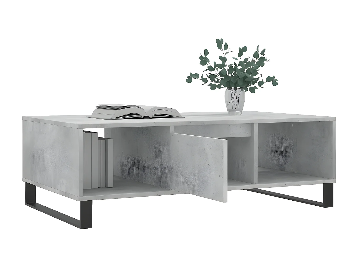 Table basse gris béton 104x60x35 bois d'ingénierie