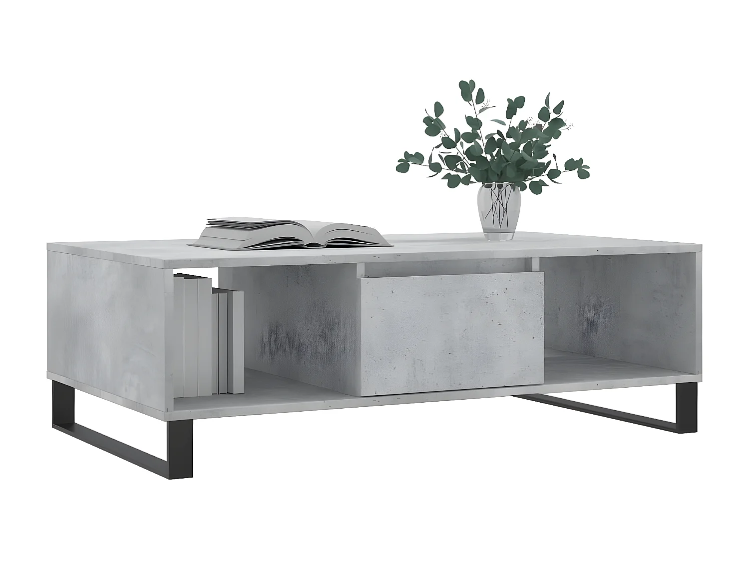 Table basse gris béton 104x60x35 bois d'ingénierie