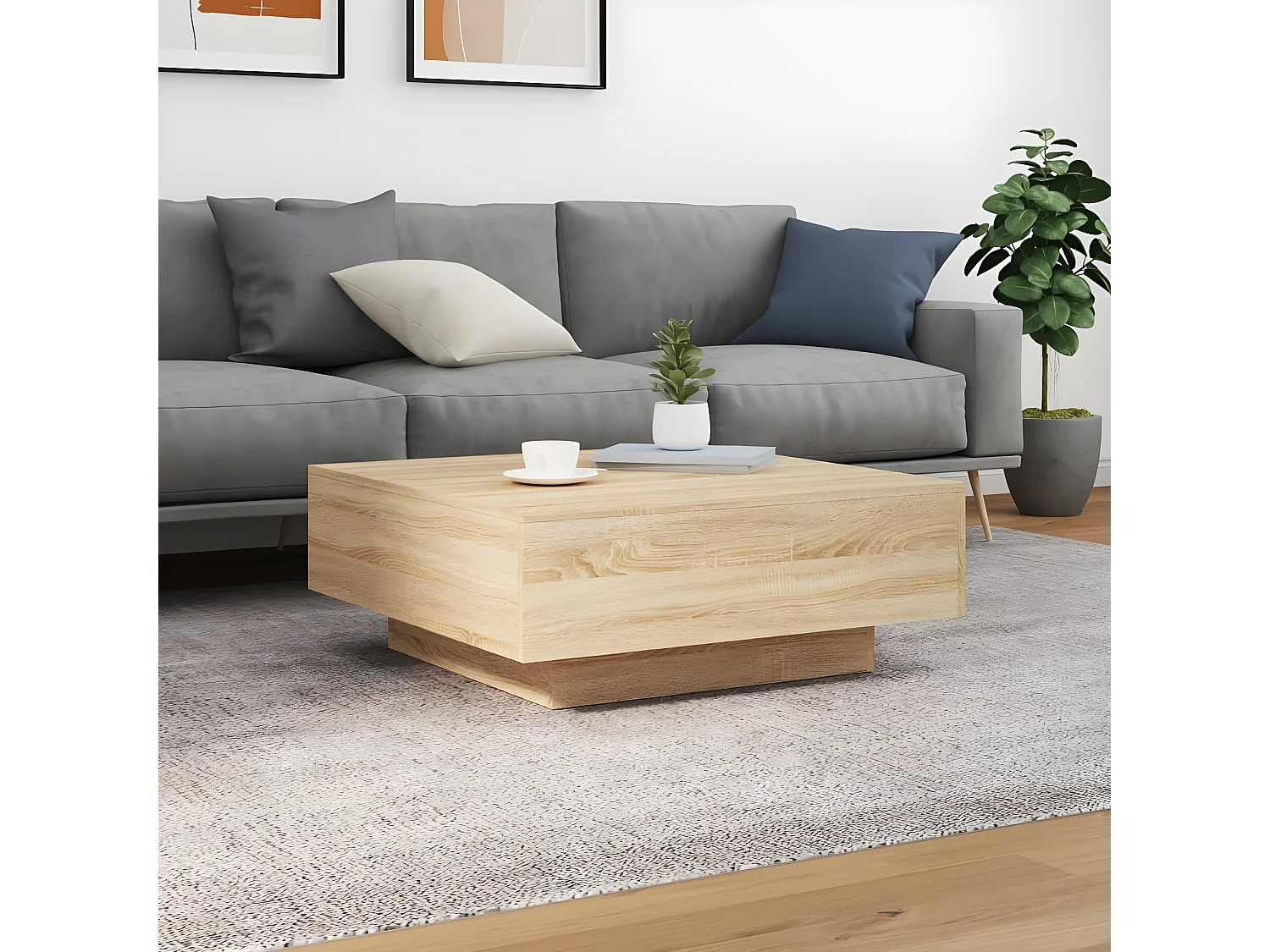 Table basse chêne sonoma 80x80x31 bois d'ingénierie