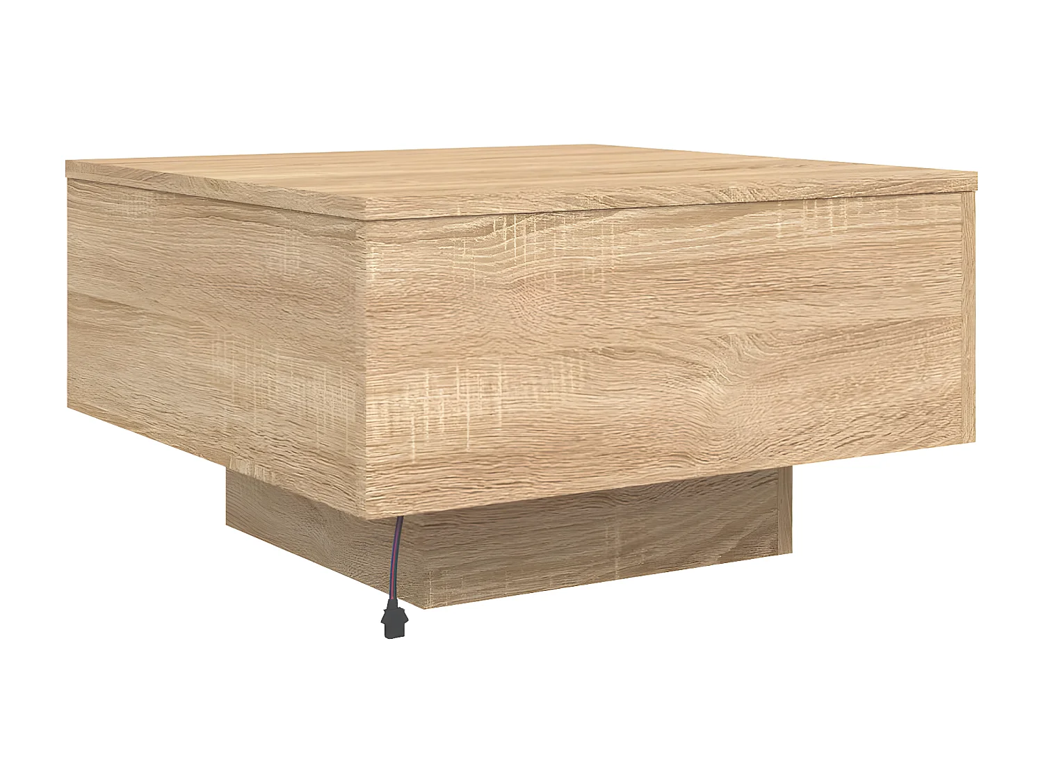Table basse avec lumières LED chêne sonoma 55x55x31