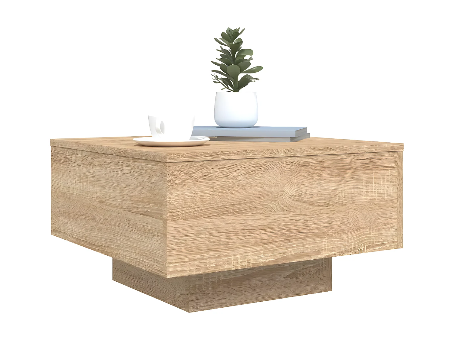 Table basse avec lumières LED chêne sonoma 55x55x31