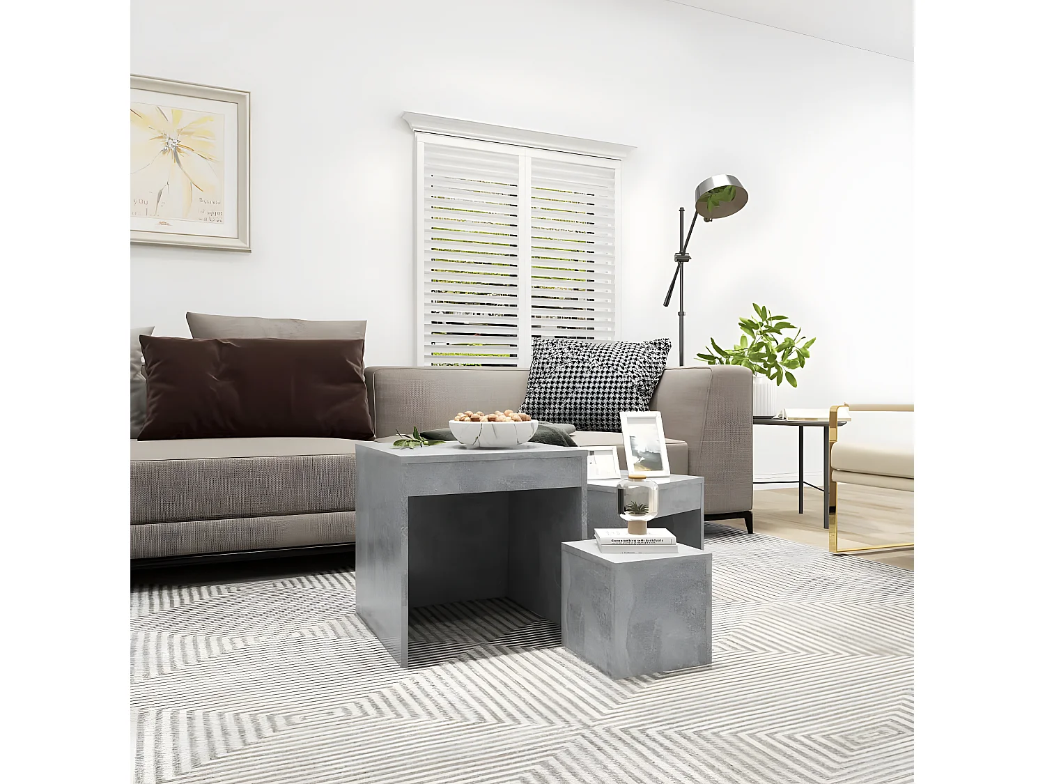 Tables gigognes 3 pcs Gris béton 2