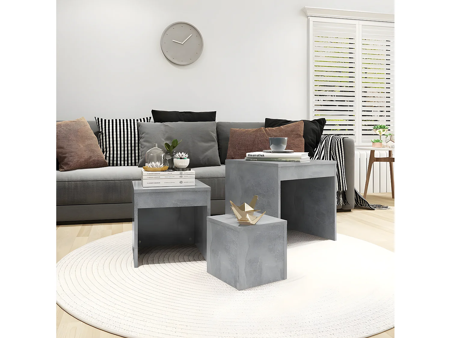 Tables gigognes 3 pcs Gris béton 2