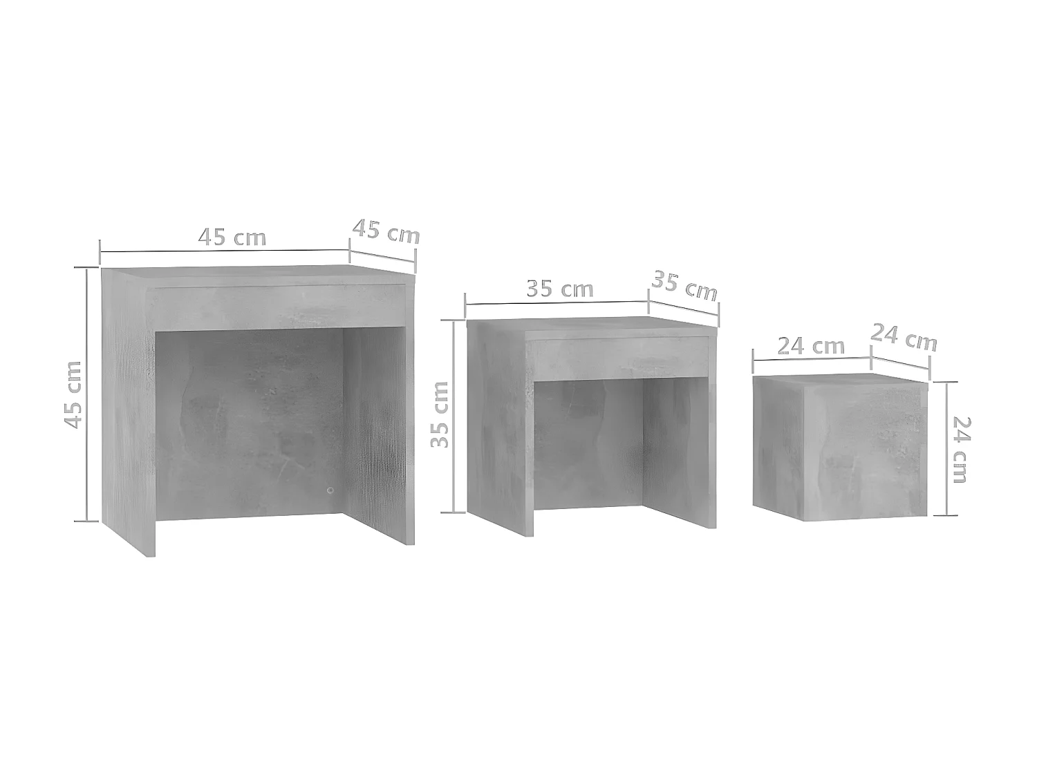 Tables gigognes 3 pcs Gris béton 2