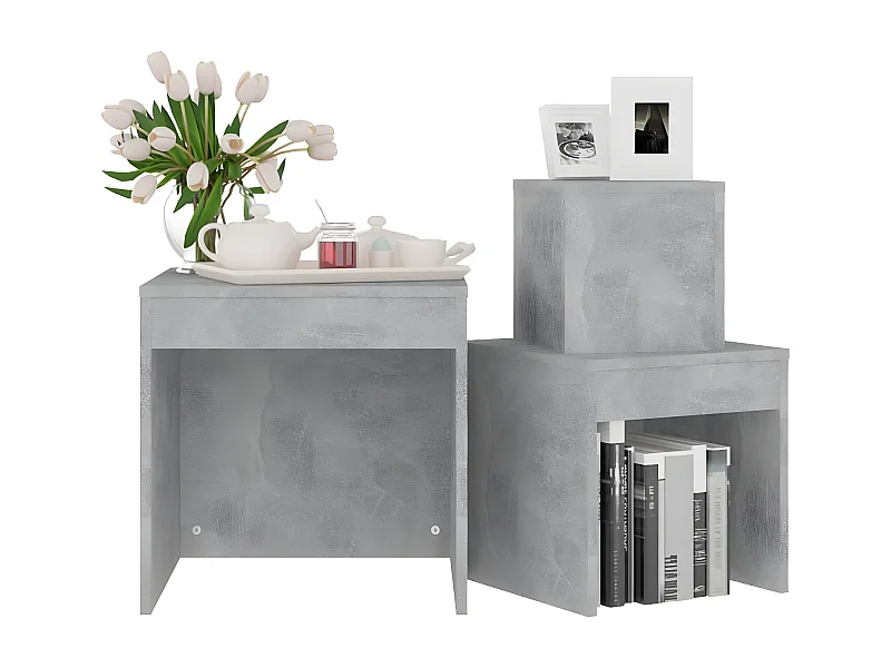 Tables gigognes 3 pcs Gris béton 2
