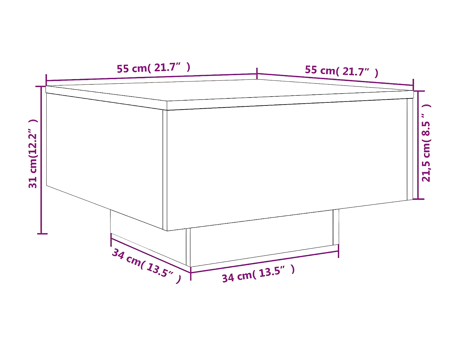 Table basse noir 55x55x31 bois d'ingénierie