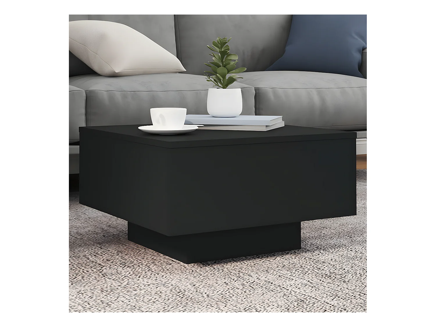 Table basse noir 55x55x31 bois d'ingénierie