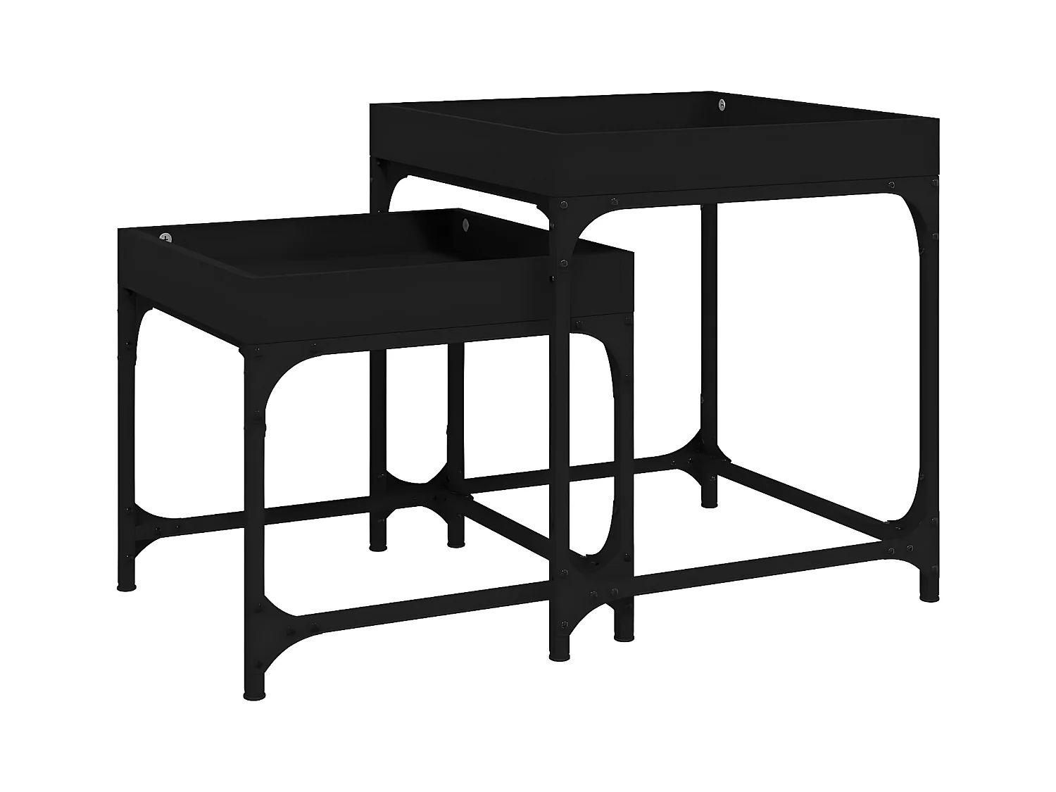 Tables d'appoint 2 pcs Noir Bois d'ingénierie