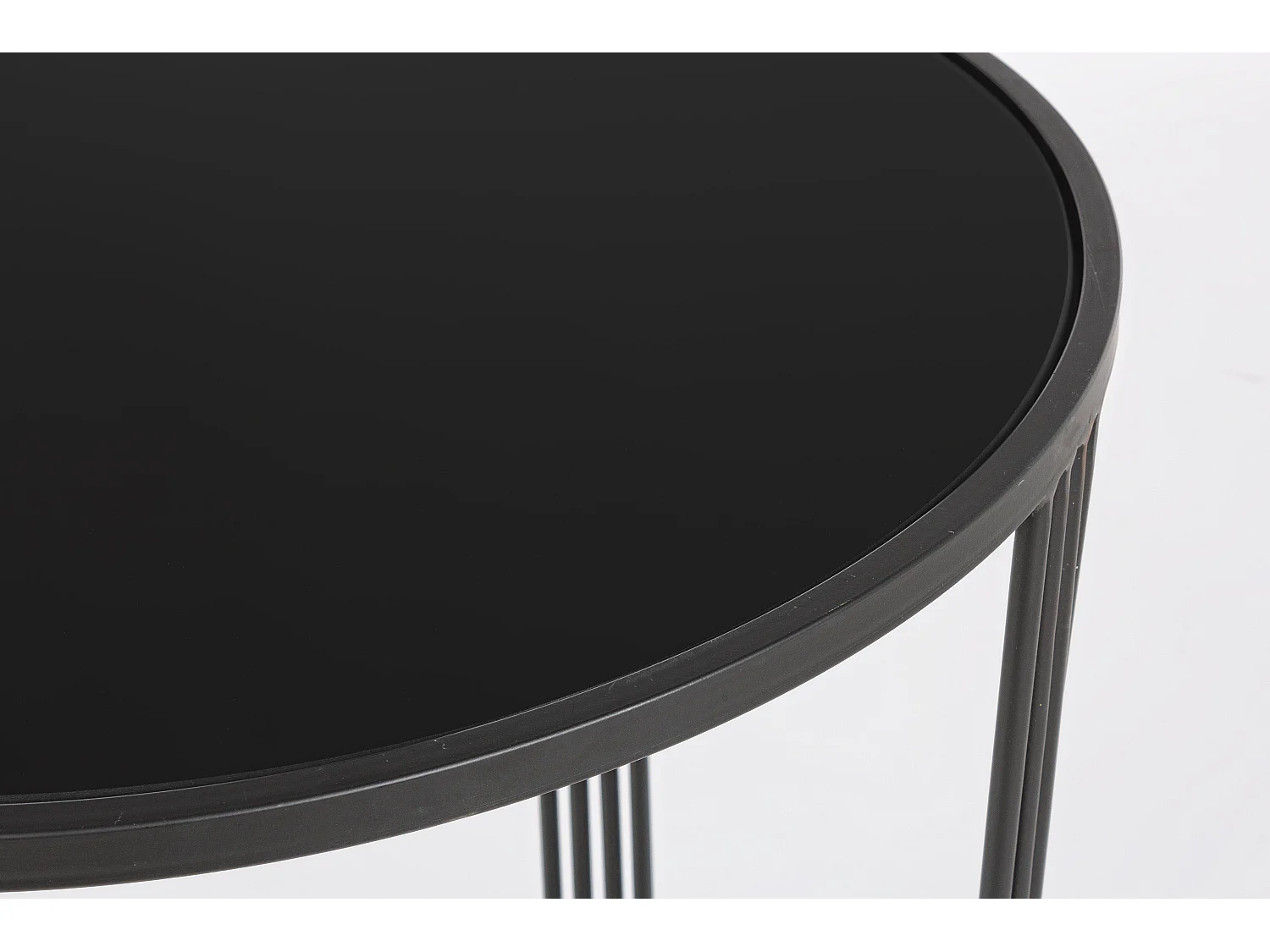 Table basse rondes en acier noir et doré Azna - Lot de 2