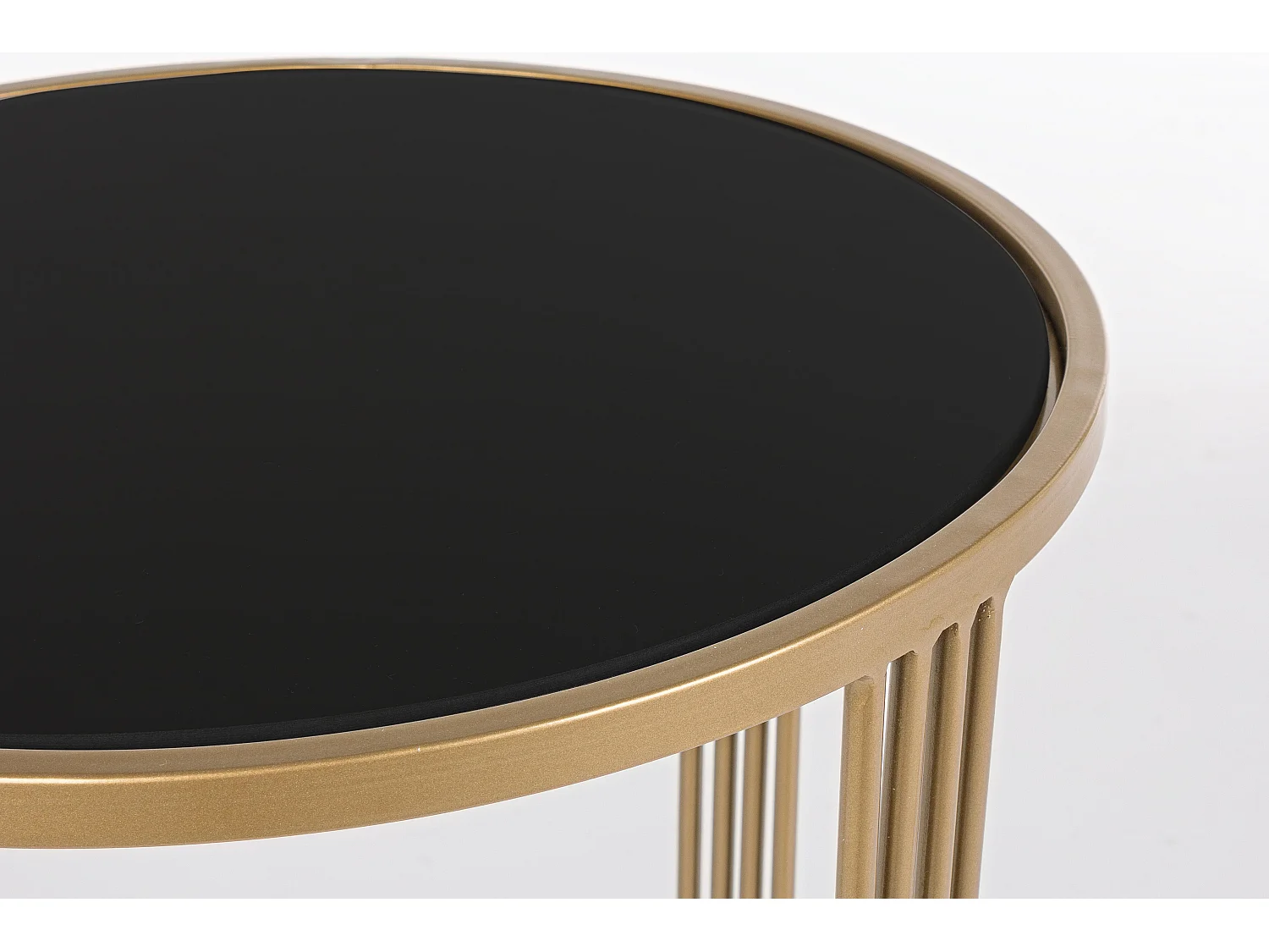 Table basse rondes en acier noir et doré Azna - Lot de 2