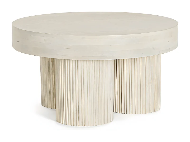 Table basse ronde en bois massif Bozar 75cm-Couleur Naturel