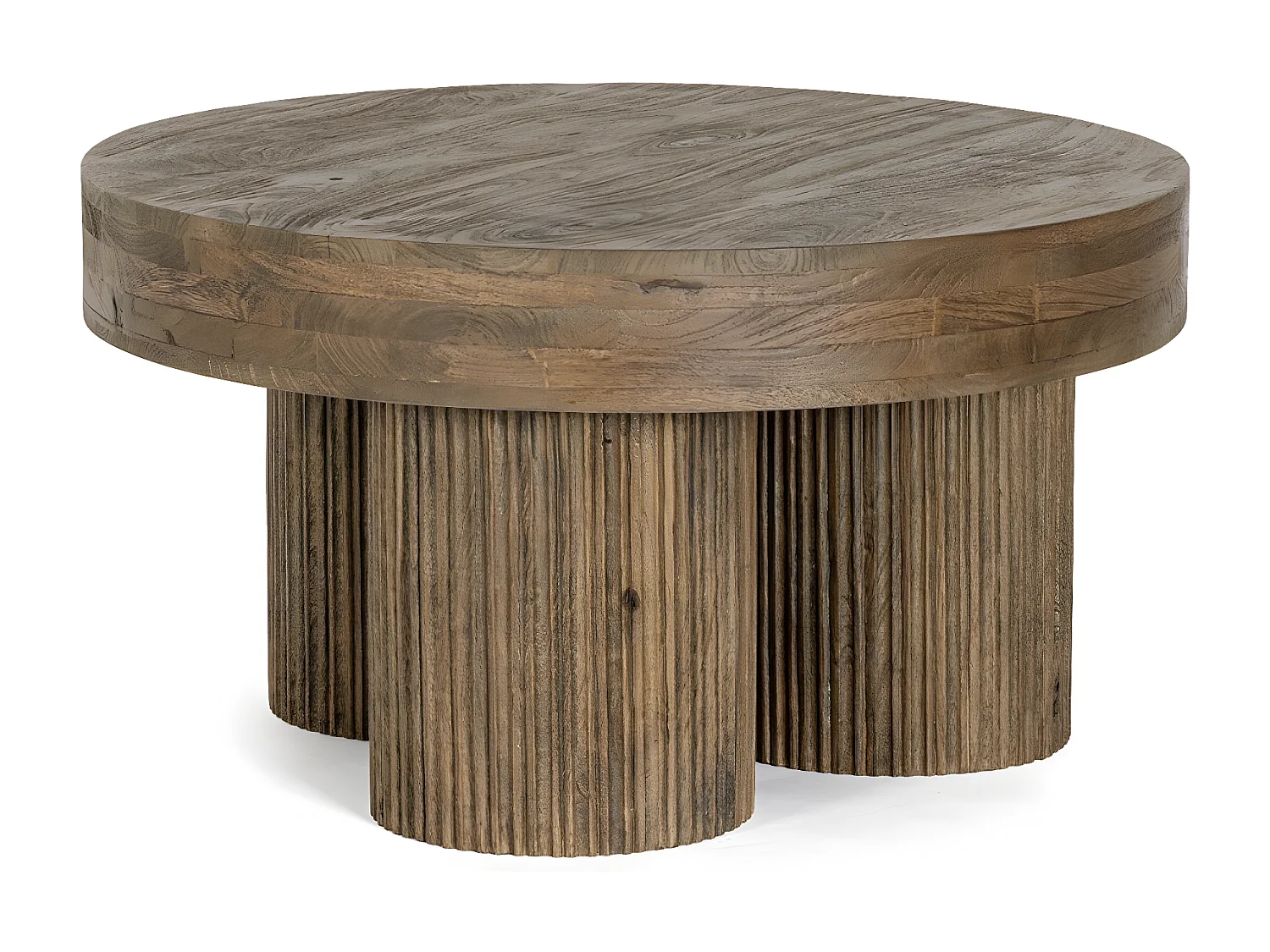 Table basse ronde en bois massif Bozar 75cm-Couleur Naturel