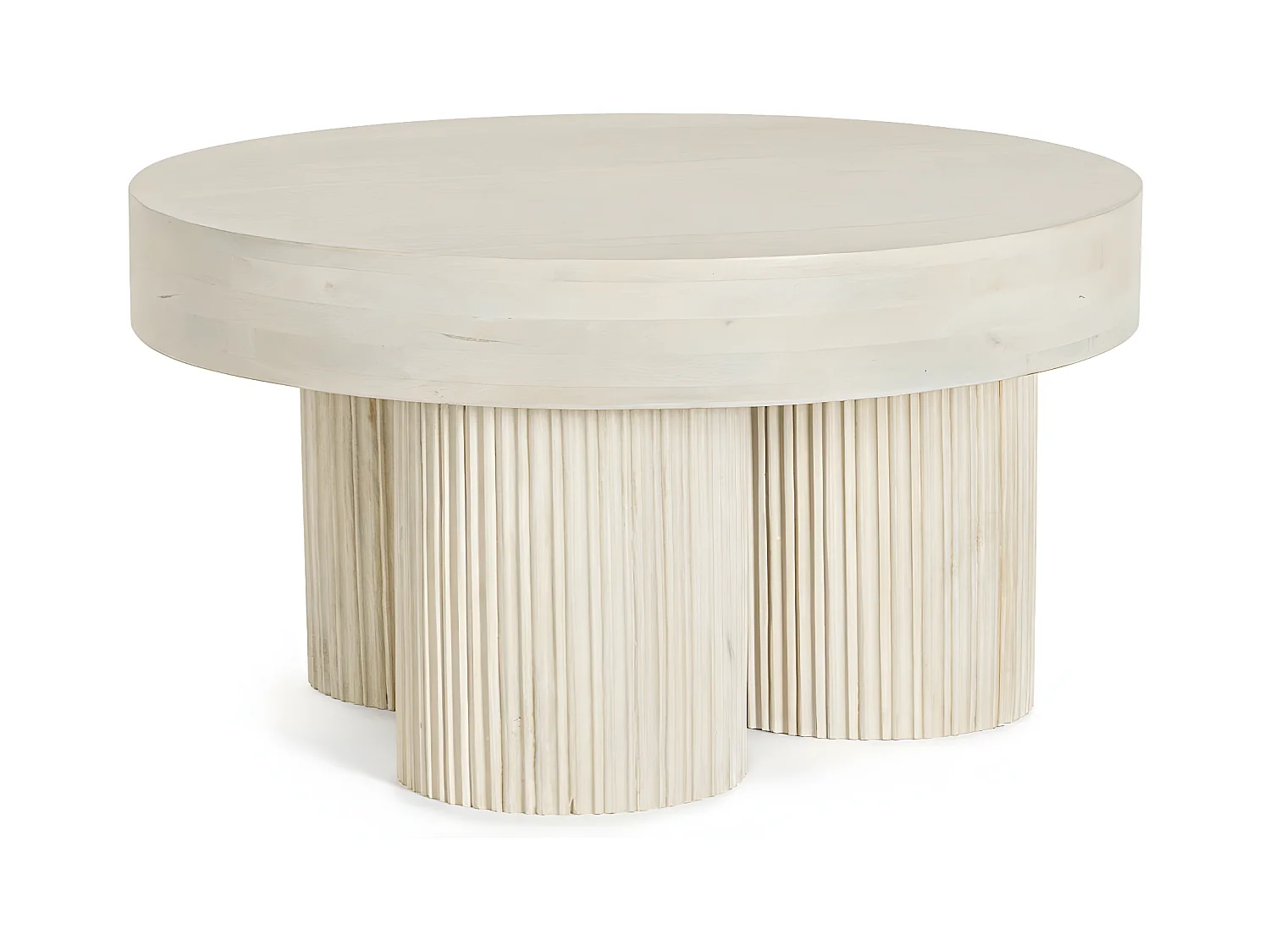 Table basse ronde en bois massif Bozar 75cm-Couleur Naturel