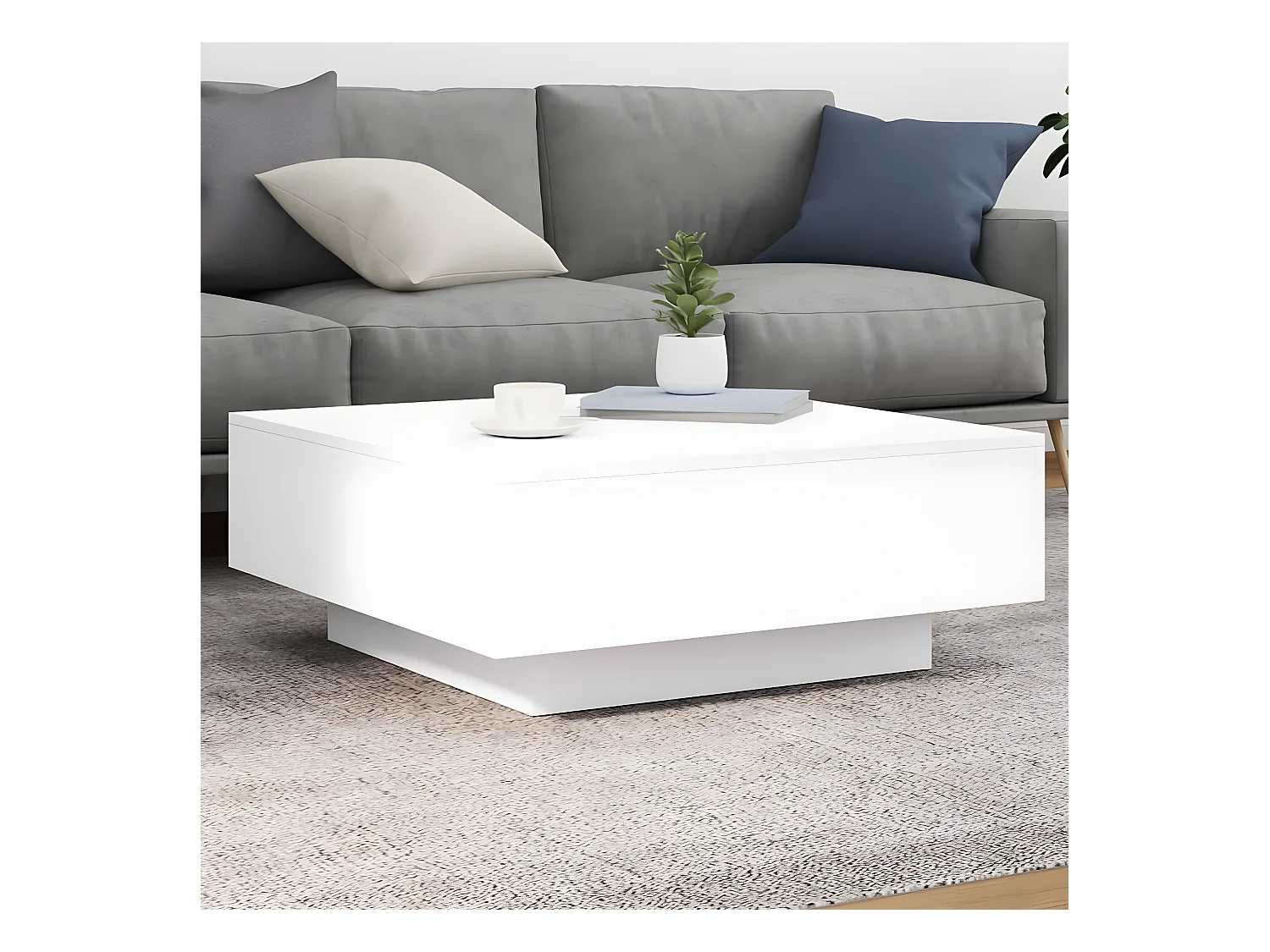 Table basse avec lumières LED blanc 80x80x31