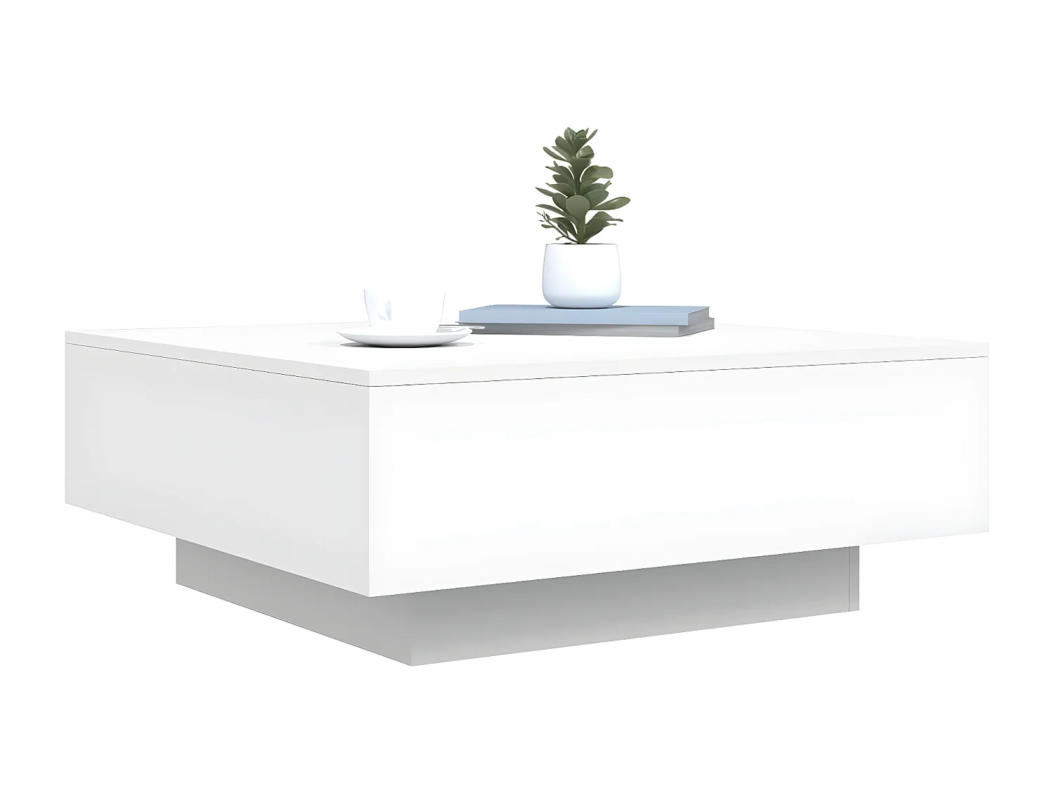 Table basse avec lumières LED blanc 80x80x31