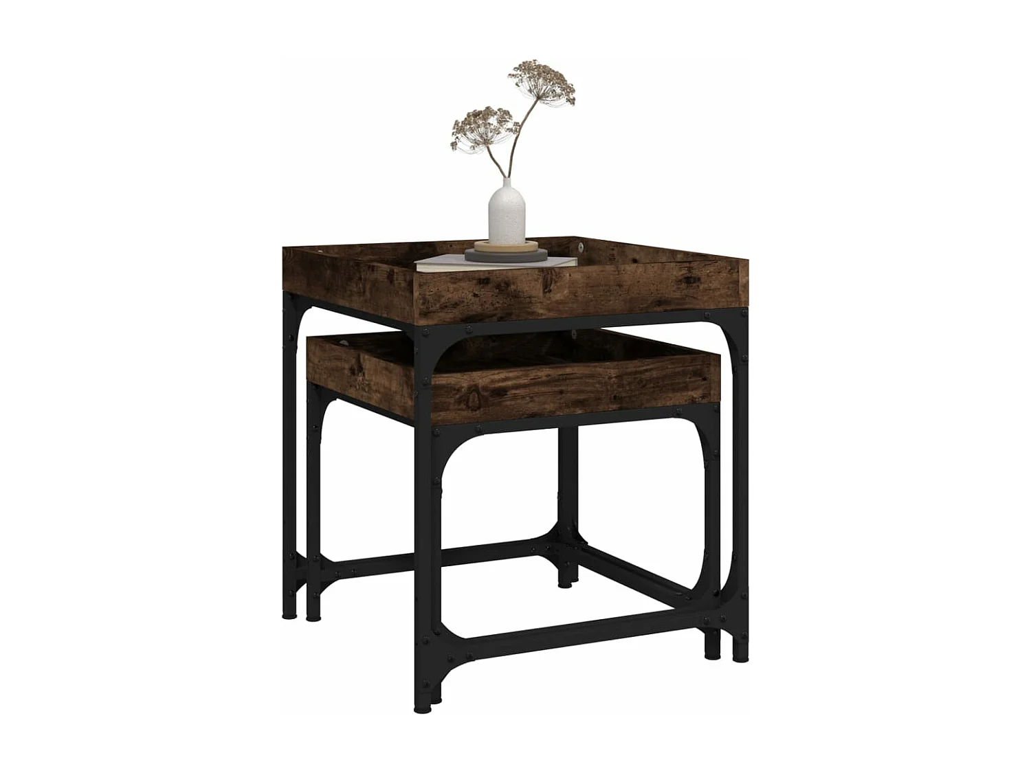 Tables d'appoint 2 pcs Chêne fumé Bois d'ingénierie