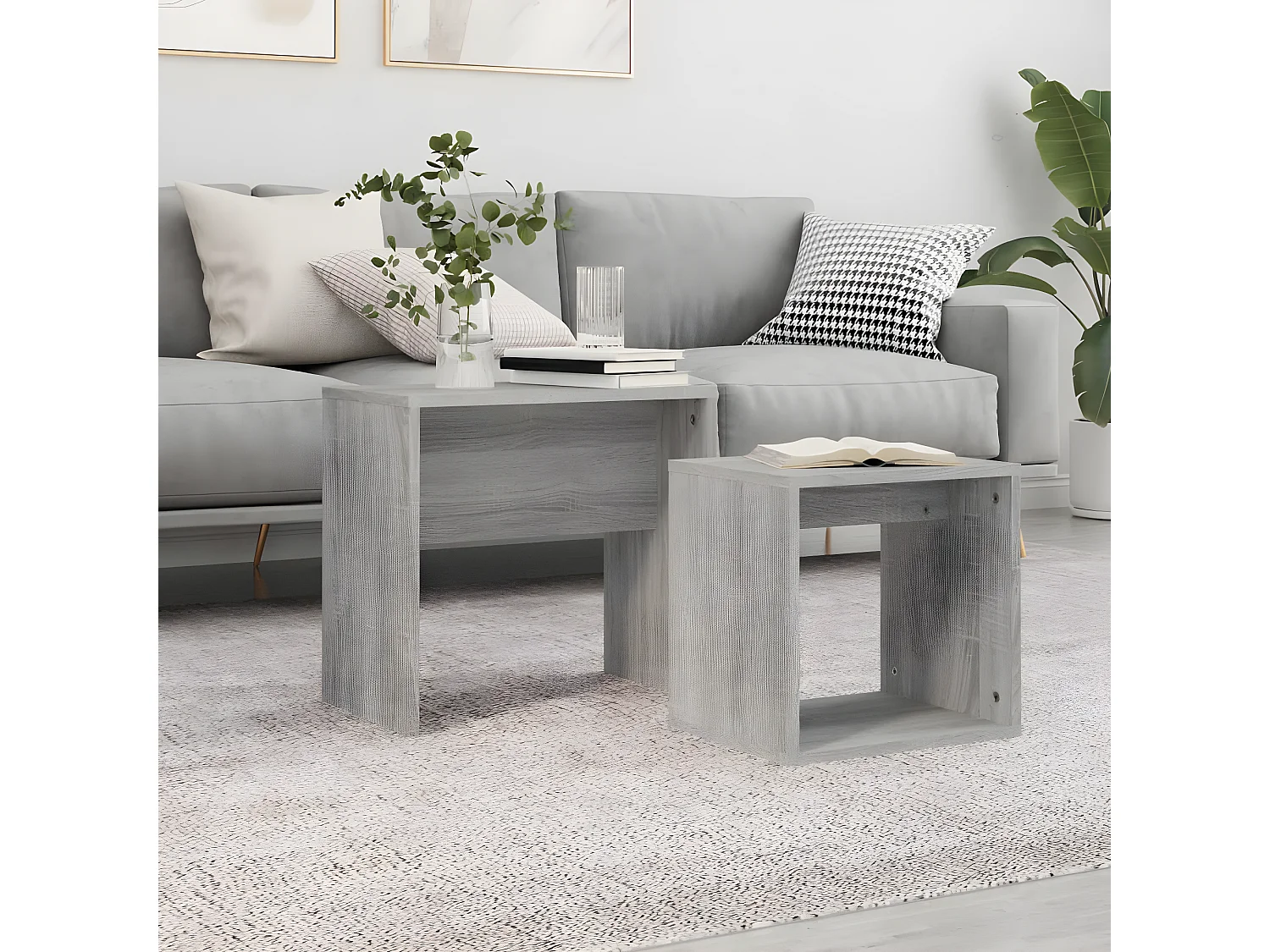 Tables basses gigognes 2 pcs sonoma gris bois d'ingénierie
