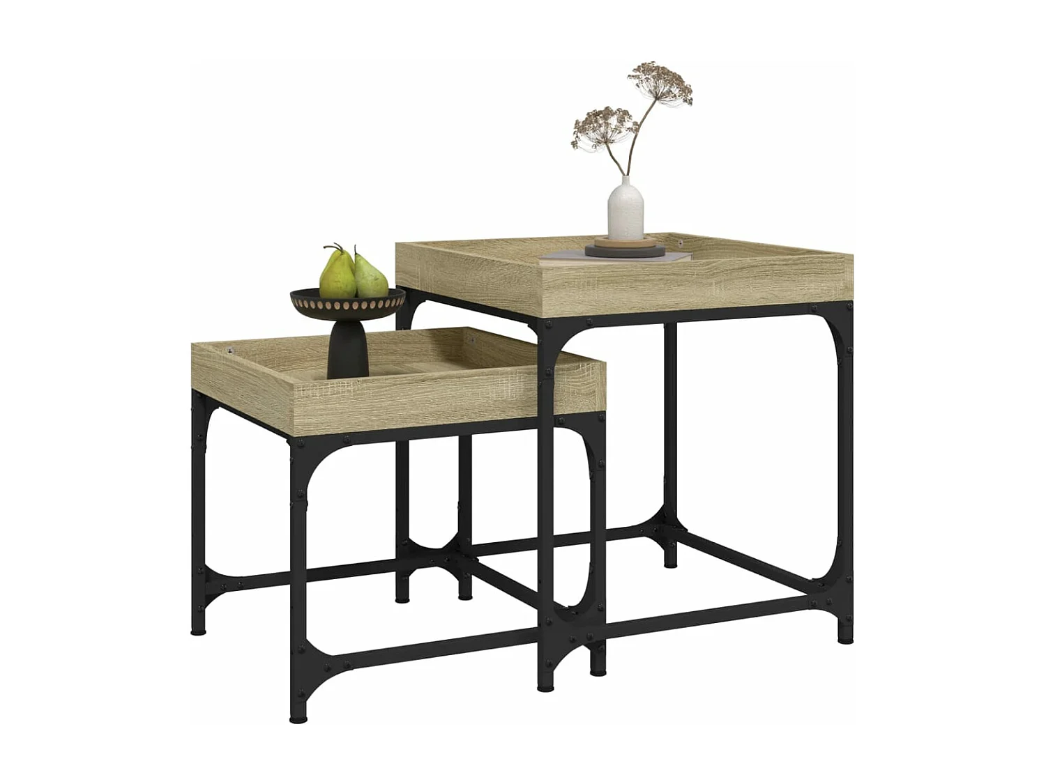 Tables d'appoint 2 pcs Chêne sonoma Bois d'ingénierie