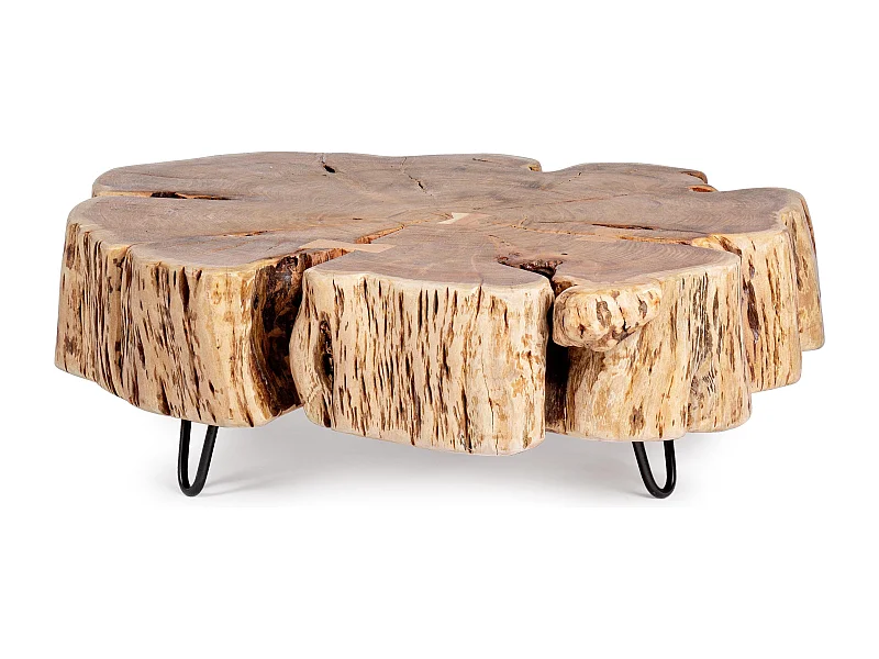 Table basse tronc d'arbre en bois d'acacia clair Adria 90cm