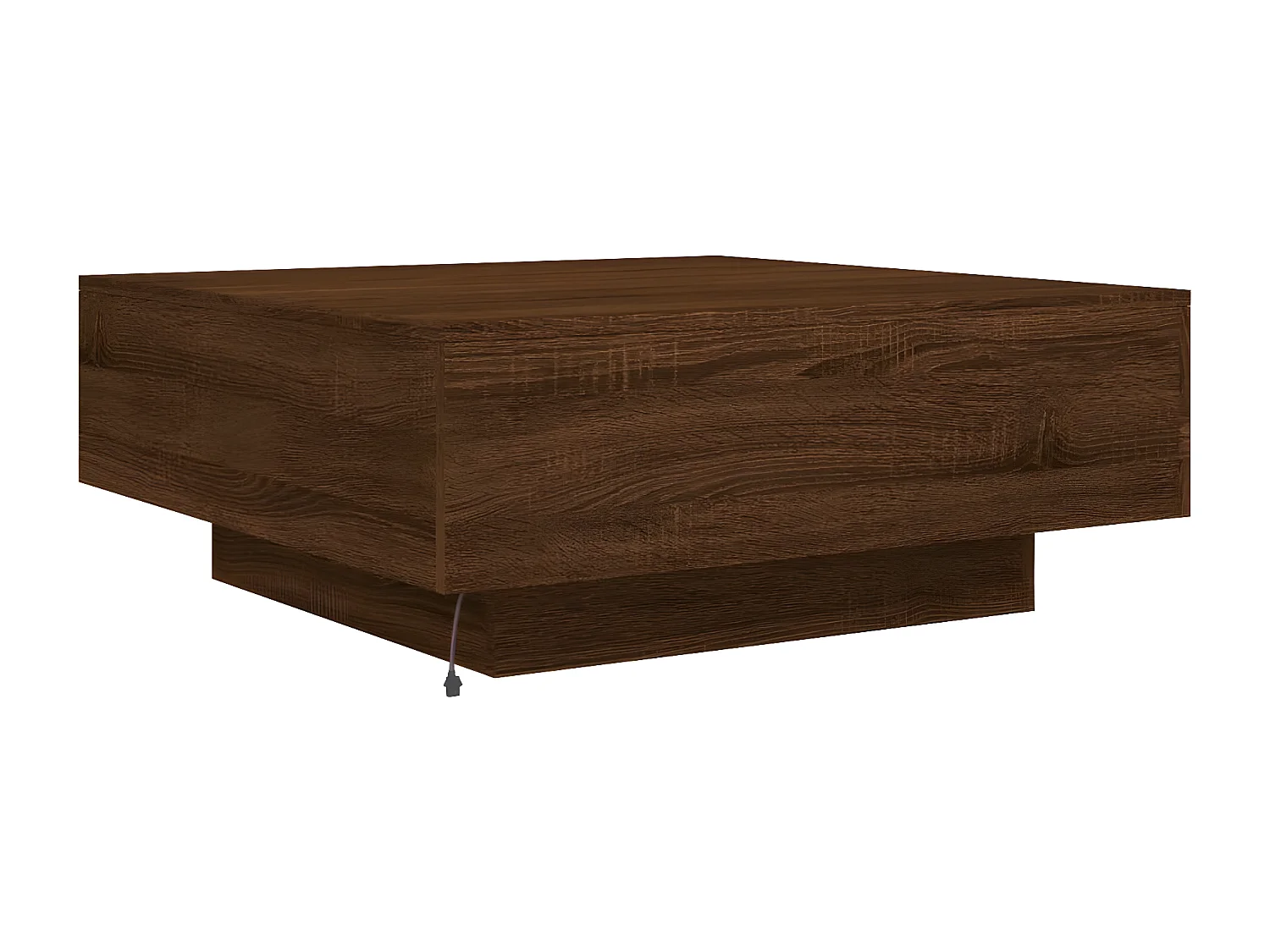 Table basse avec lumières LED chêne marron 80x80x31