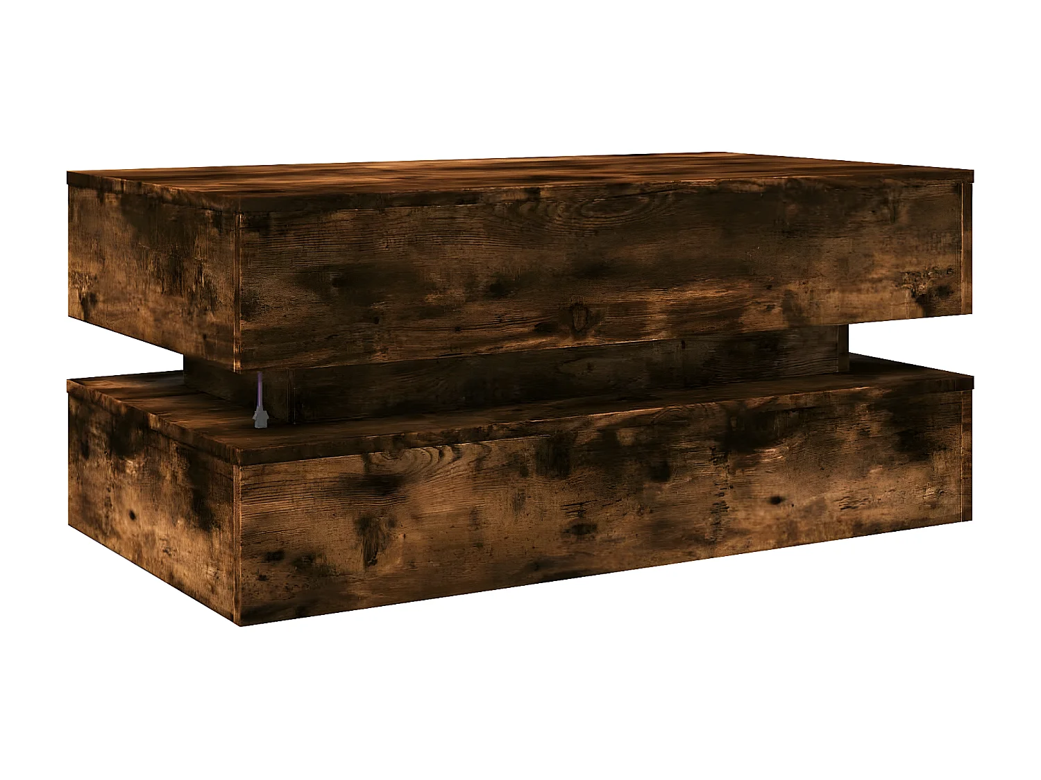 Table basse avec lumières LED chêne fumé 90x50x40