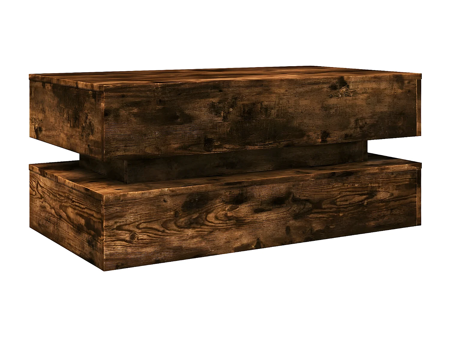 Table basse avec lumières LED chêne fumé 90x50x40