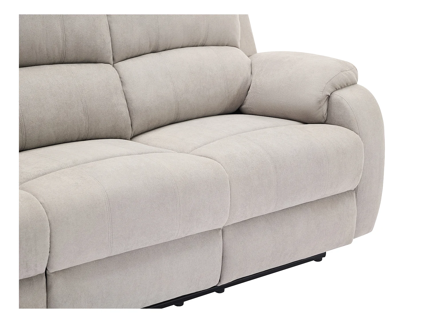 Relax-zitbank 3 personen, 2 personen en relax-fauteuil in lichtgrijze microvezel BRODY
