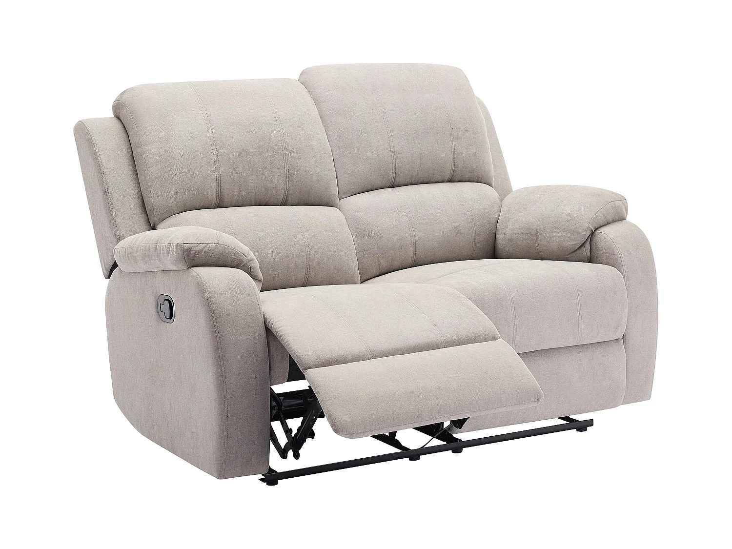 Relax-zitbank 3 personen, 2 personen en relax-fauteuil in lichtgrijze microvezel BRODY
