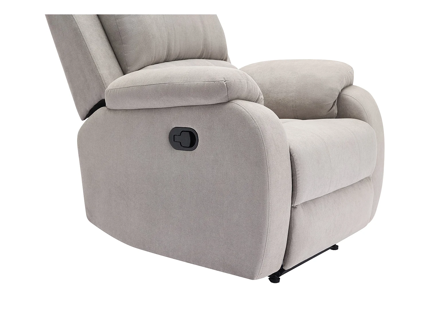 Relax-zitbank 3 personen, 2 personen en relax-fauteuil in lichtgrijze microvezel BRODY