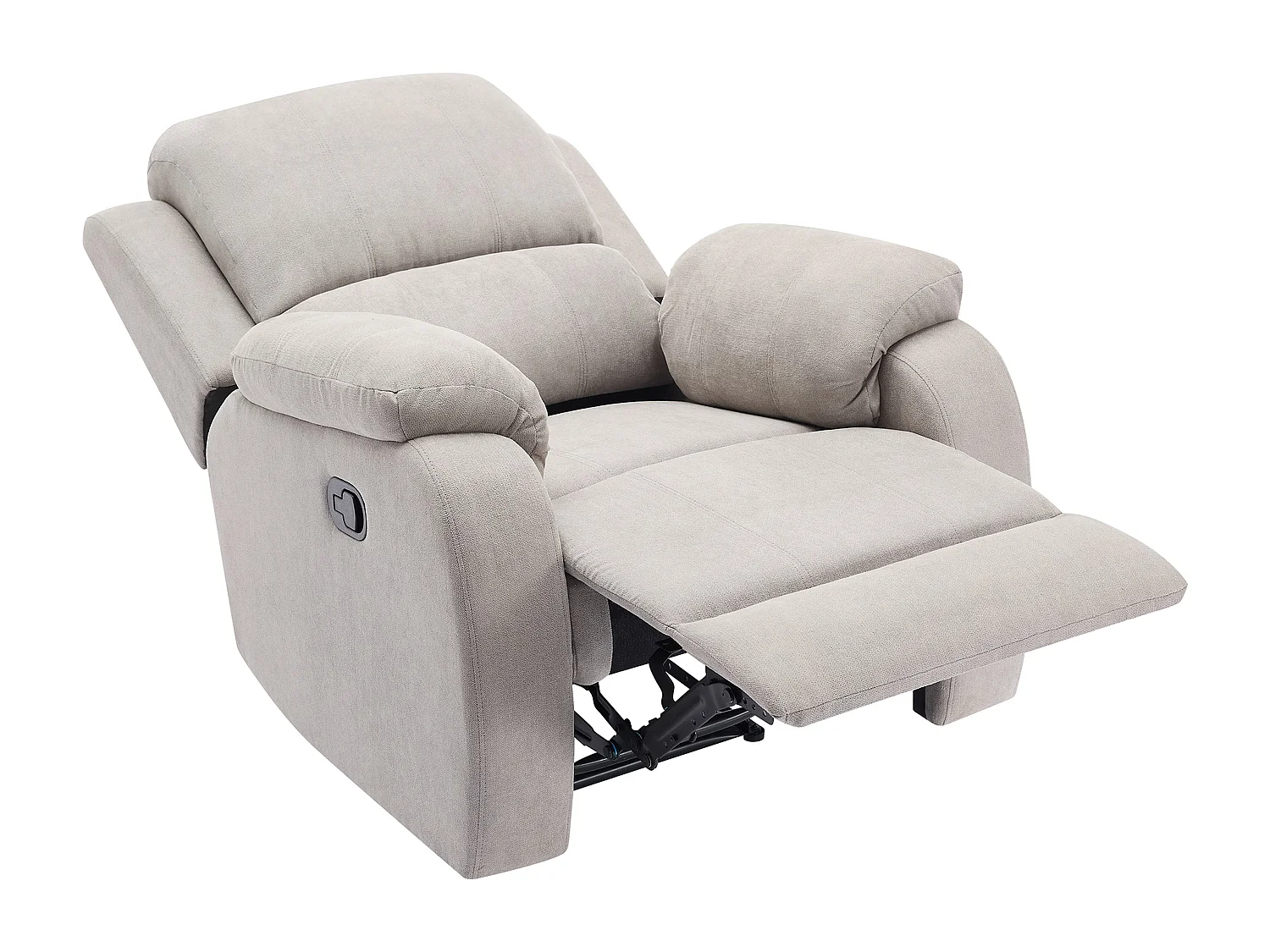 Relax-zitbank 3 personen, 2 personen en relax-fauteuil in lichtgrijze microvezel BRODY