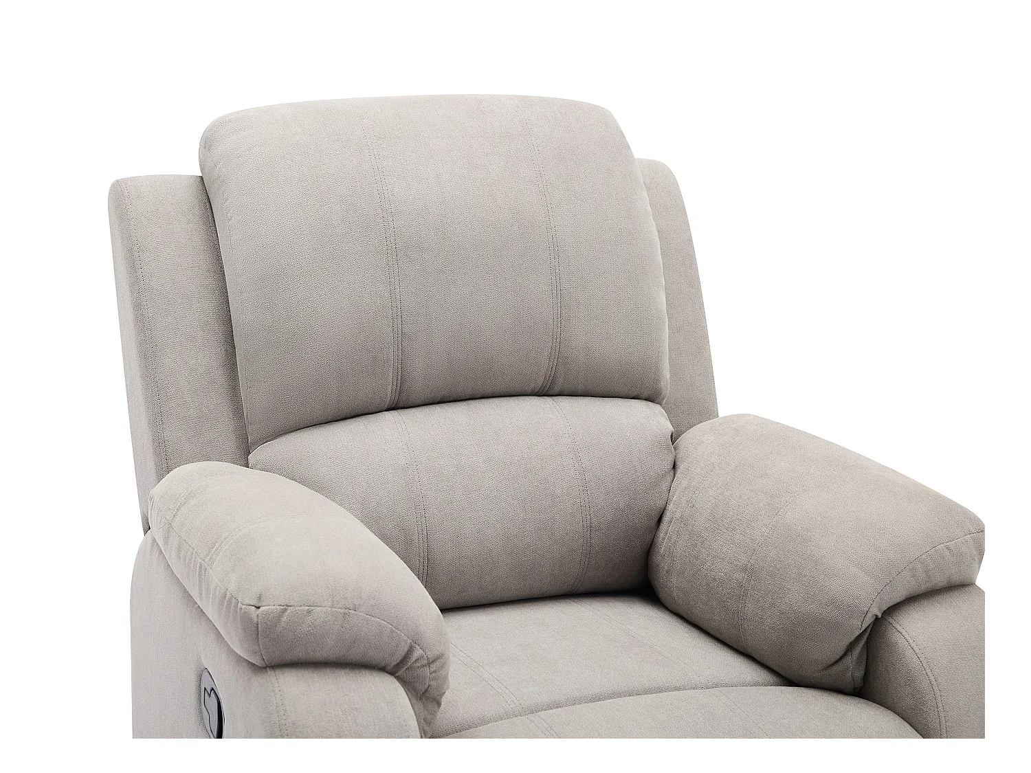 Relax-zitbank 3 personen, 2 personen en relax-fauteuil in lichtgrijze microvezel BRODY