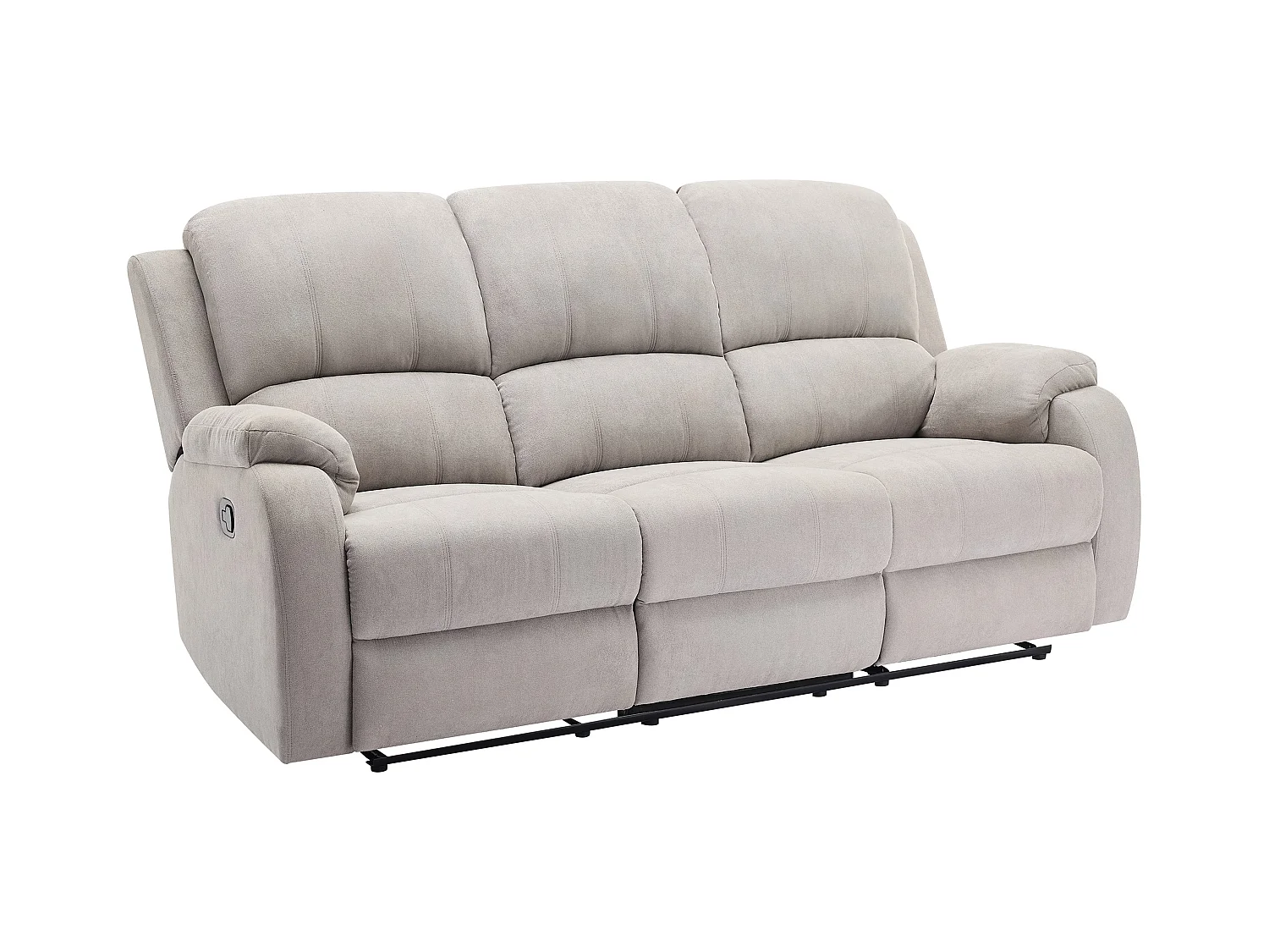Canapé 3 places, 2 places et fauteuil relax en microfibre gris clair BRODY