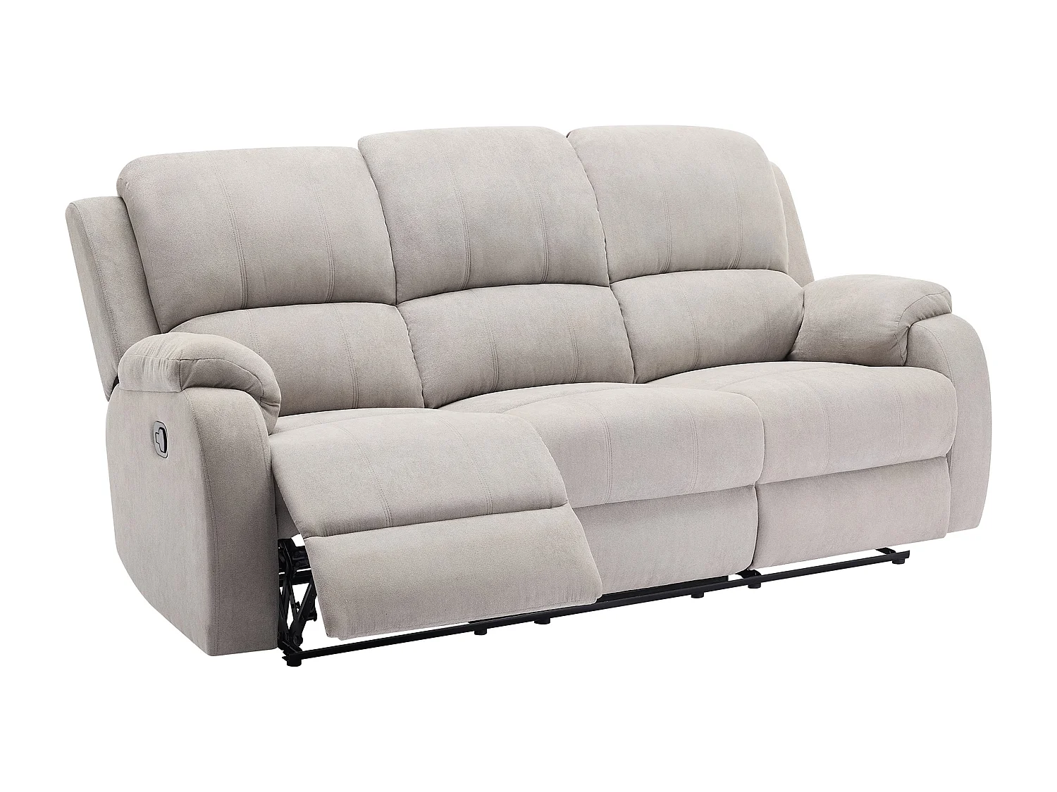 Canapé 3 places, 2 places et fauteuil relax en microfibre gris clair BRODY