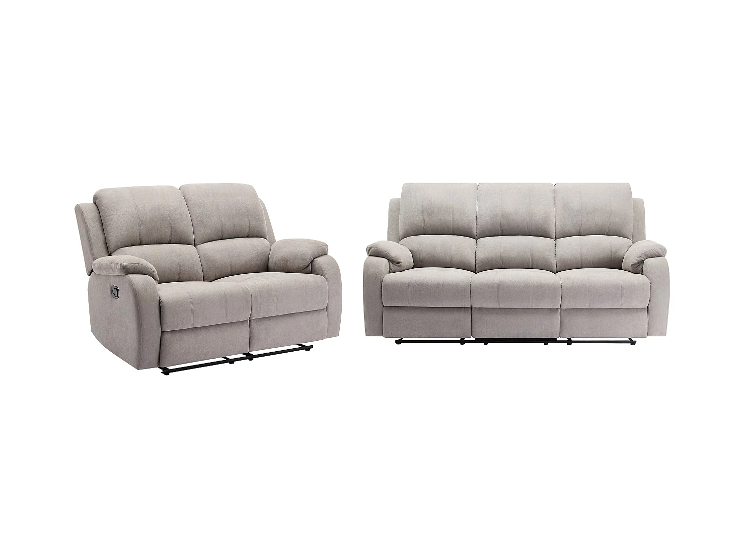 Canapé 3 places et 2 places relax en microfibre gris clair BRODY