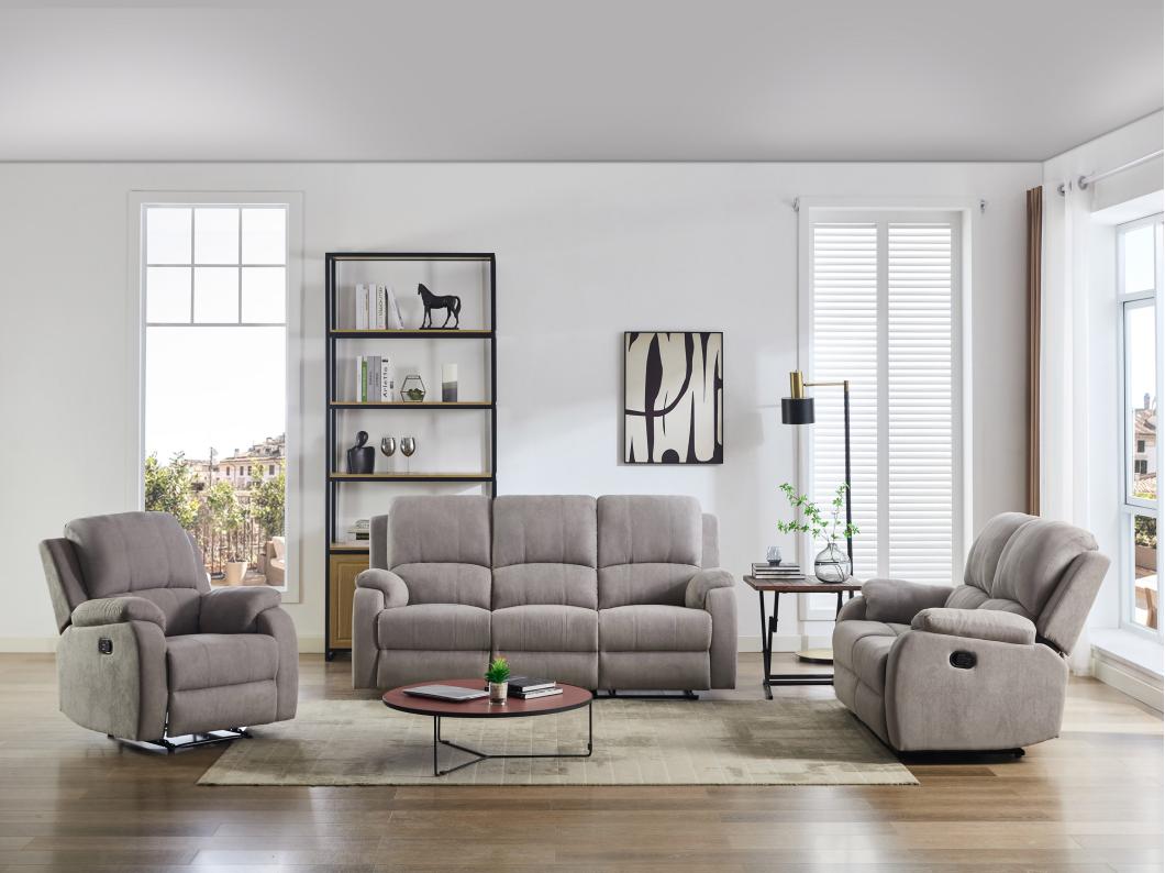 Canapé 3 places et 2 places relax en microfibre gris clair BRODY