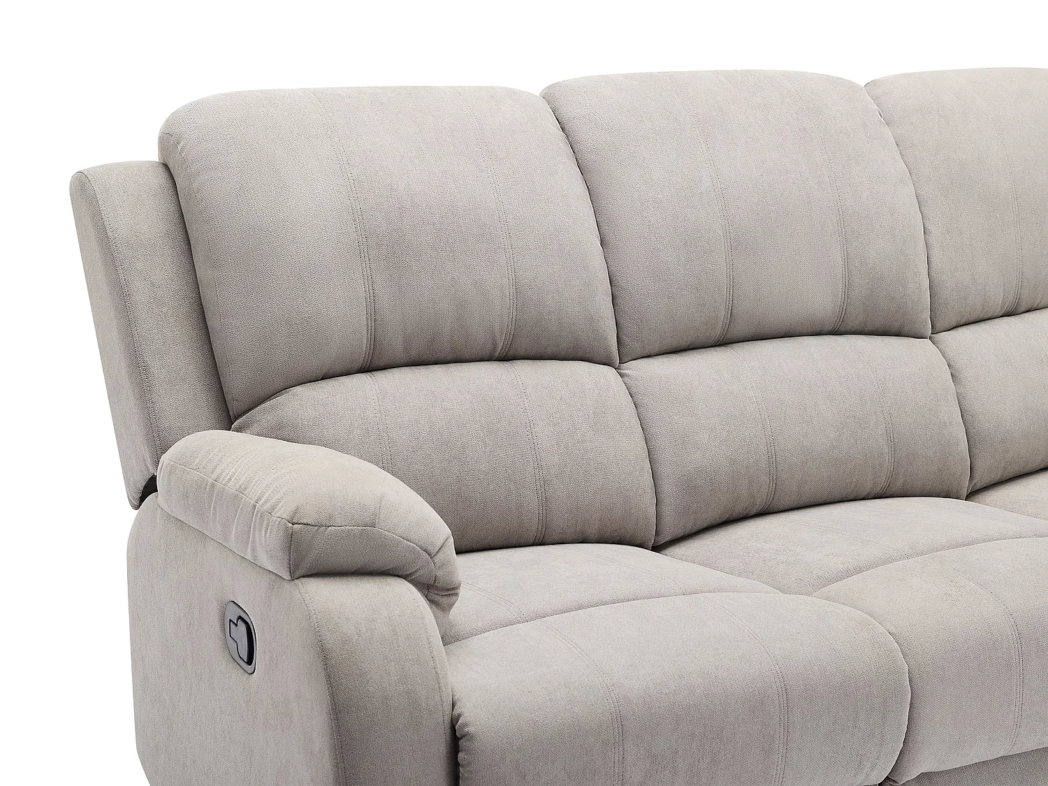 Relax-zitbank 3 personen en relax-fauteuil in lichtgrijze microvezel BRODY
