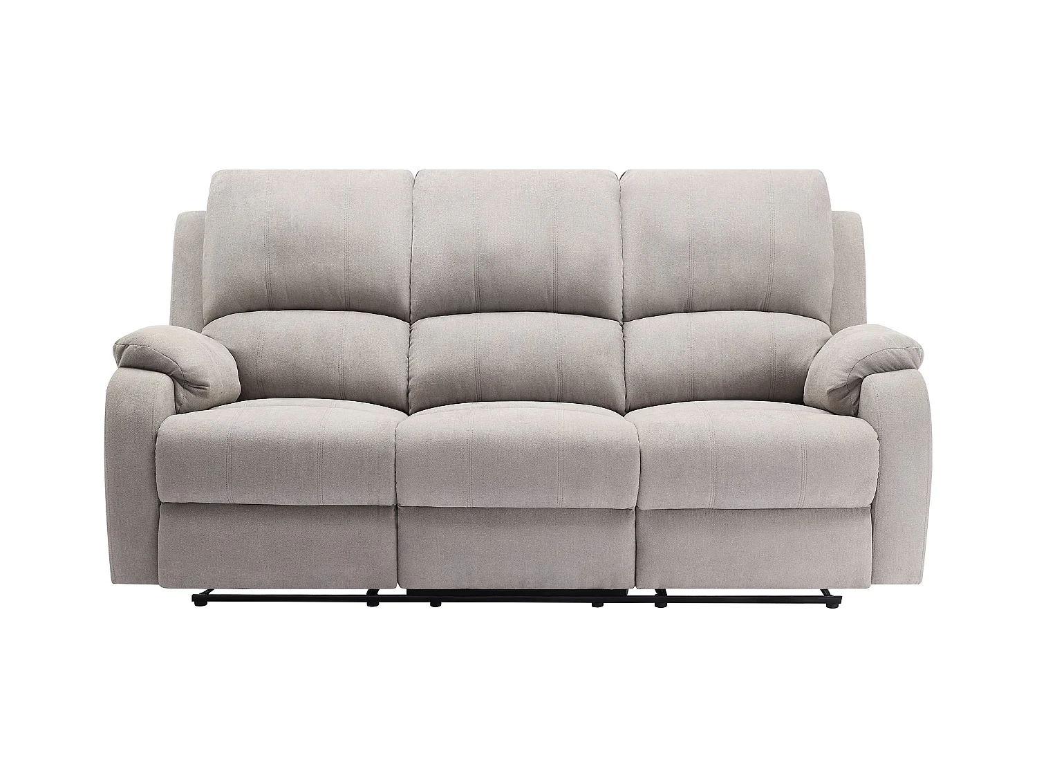 Sofá de 3 plazas y sillón reclinable de microfibra gris claro BRODY