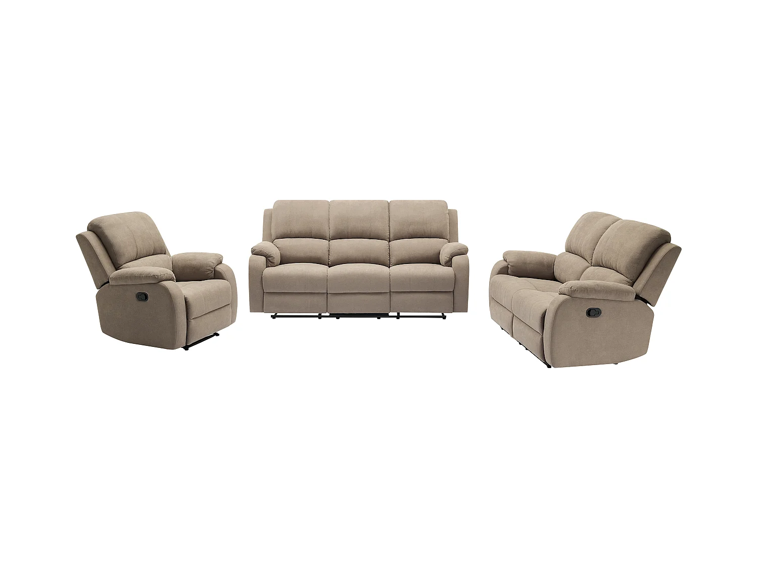 Canapé 3 places, 2 places et fauteuil relax en microfibre taupe BRODY