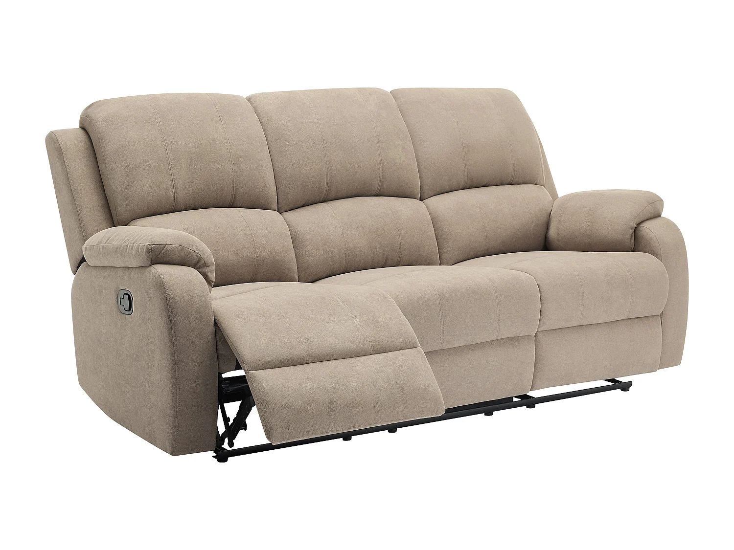 Relax-zitbank 3 personen, 2 personen en relax-fauteuil in taupe microvezel BRODY