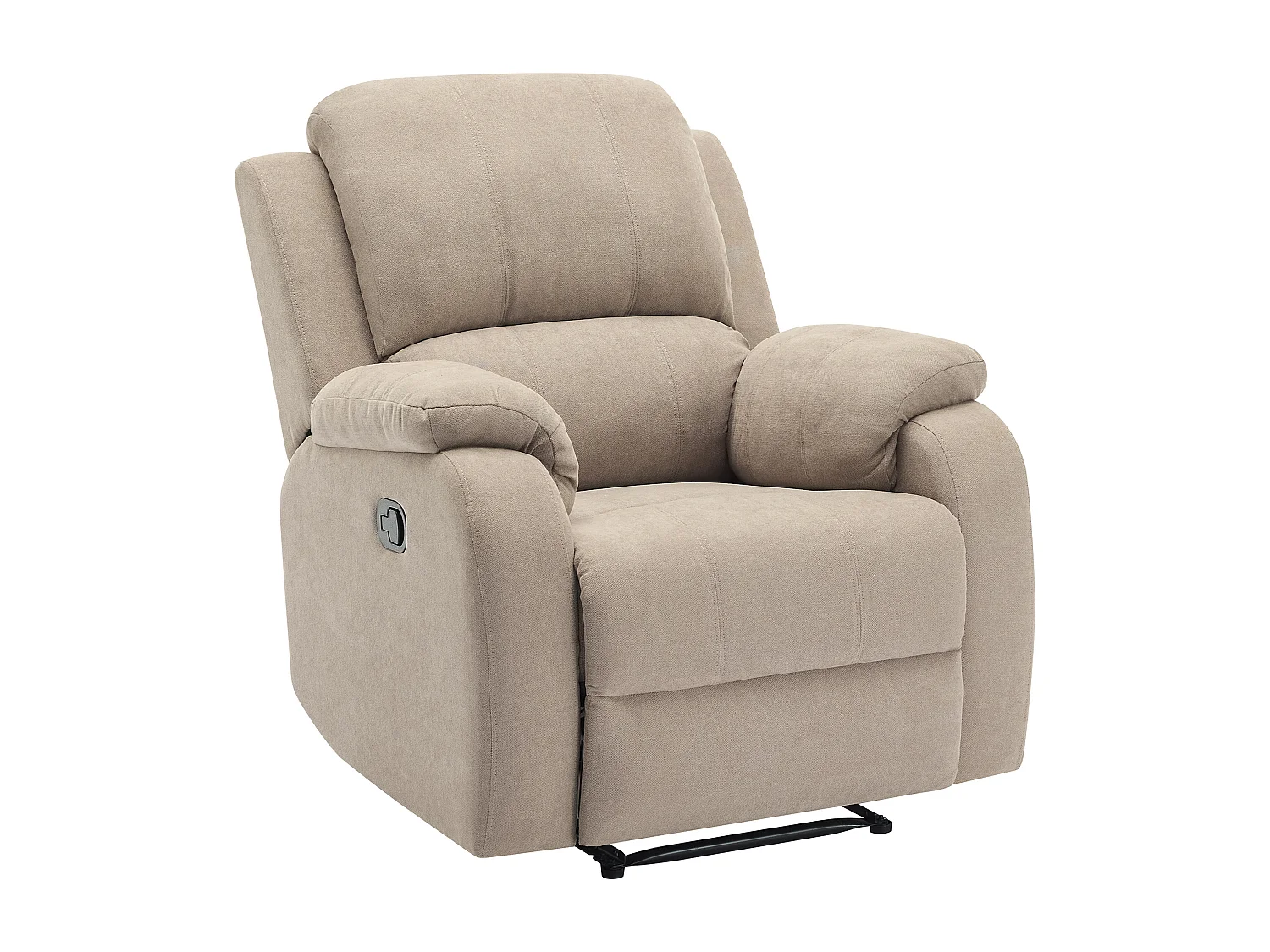 Relax-zitbank 3 personen, 2 personen en relax-fauteuil in taupe microvezel BRODY