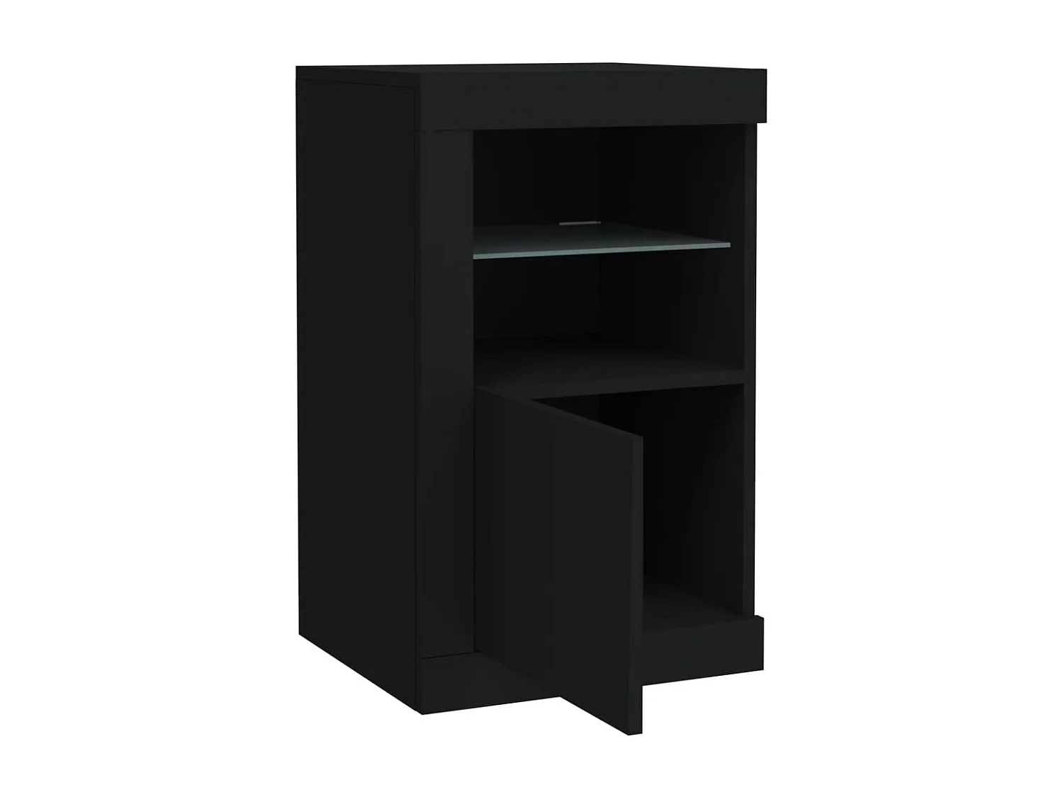 Armoire latérale avec lumières LED noir bois d'ingénierie