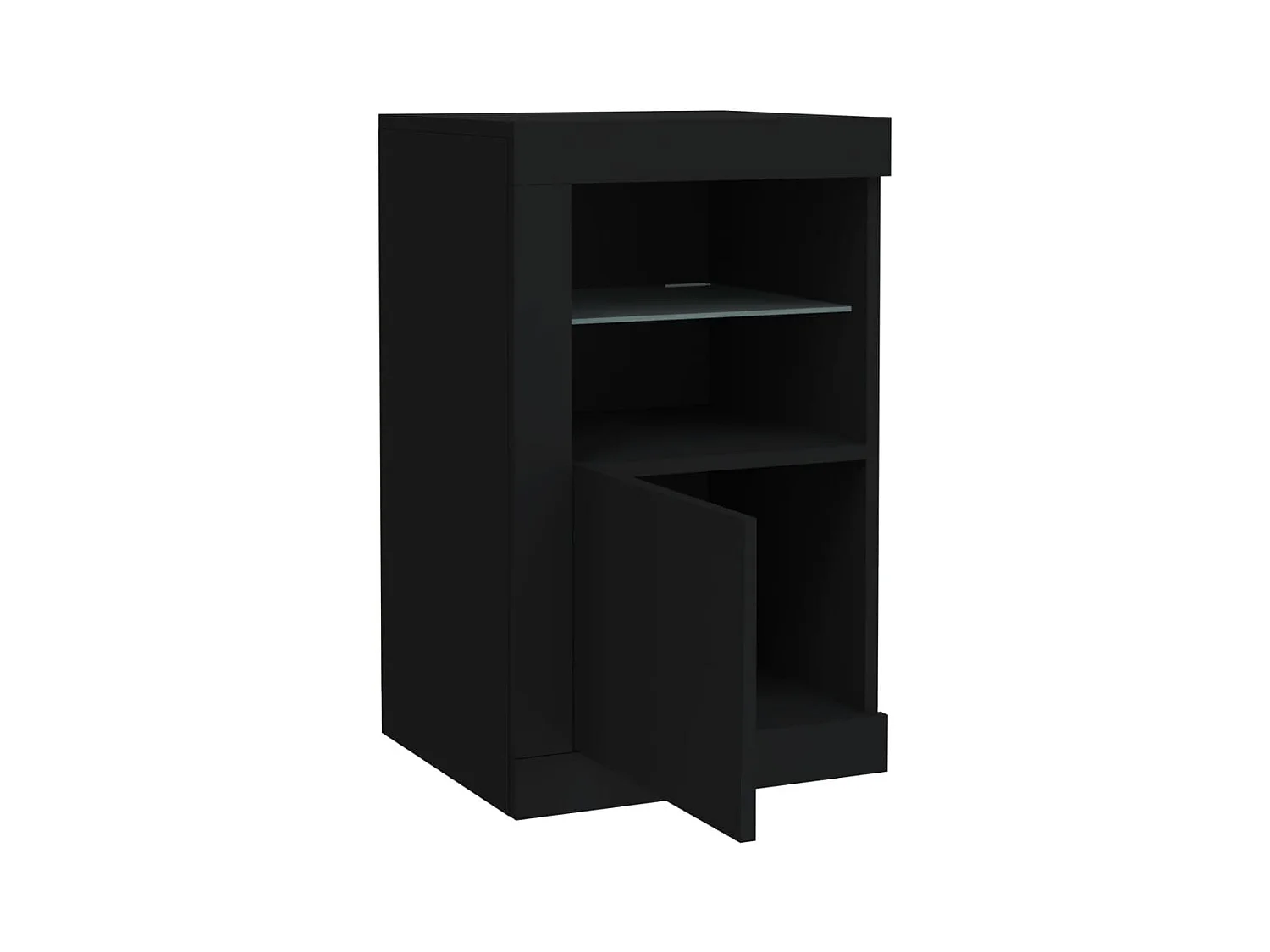 Armoire latérale avec lumières LED noir bois d'ingénierie