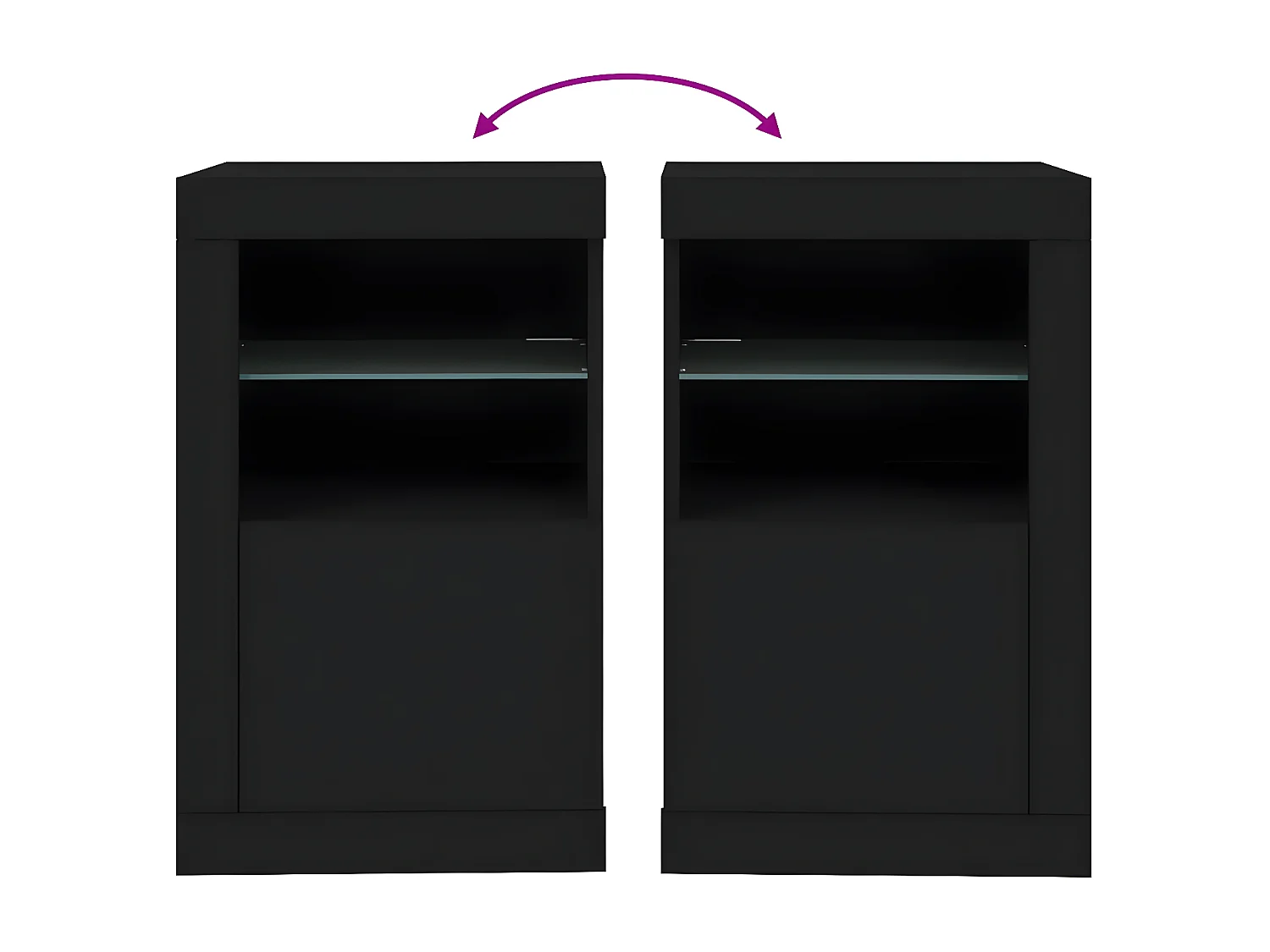 Armoire latérale avec lumières LED noir bois d'ingénierie