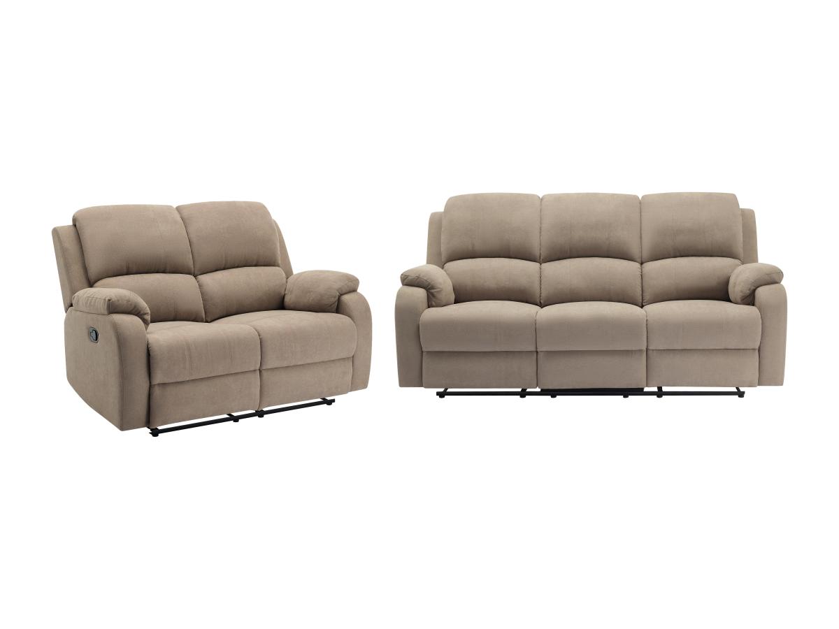 Relaxsofa 3-Sitzer & 2-Sitzer - Mikrofaser - Taupe - BRODY günstig online kaufen