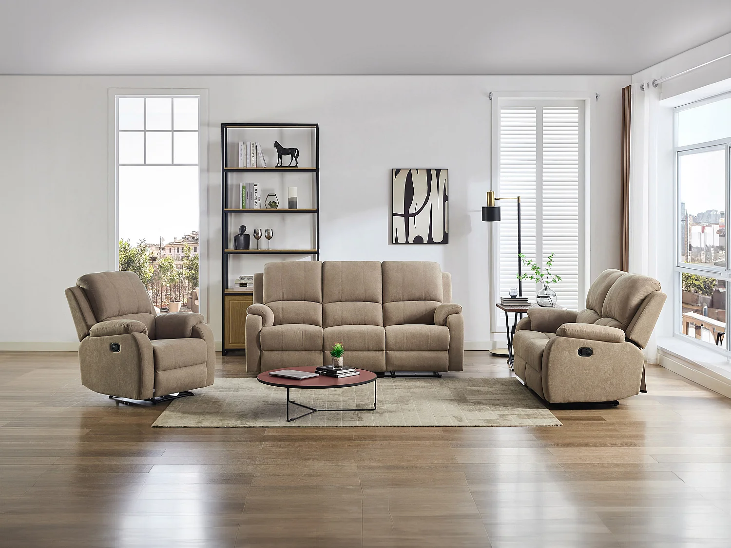 Canapé 3 places et 2 places relax en microfibre taupe BRODY