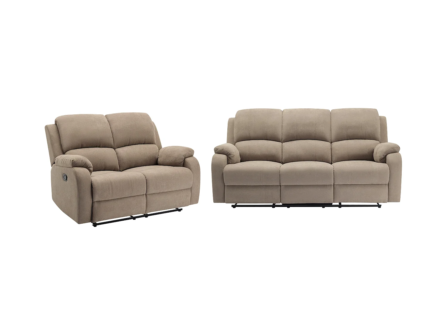 Relax-zitbank 3 personen en 2 personen in taupe microvezel BRODY