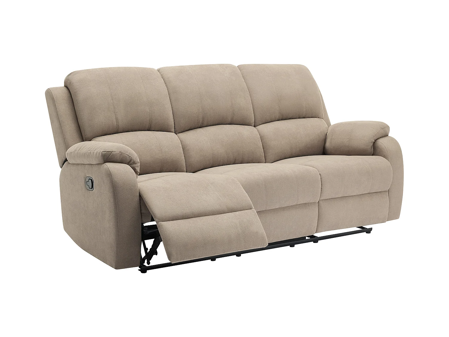 Relax-zitbank 3 personen en 2 personen in taupe microvezel BRODY