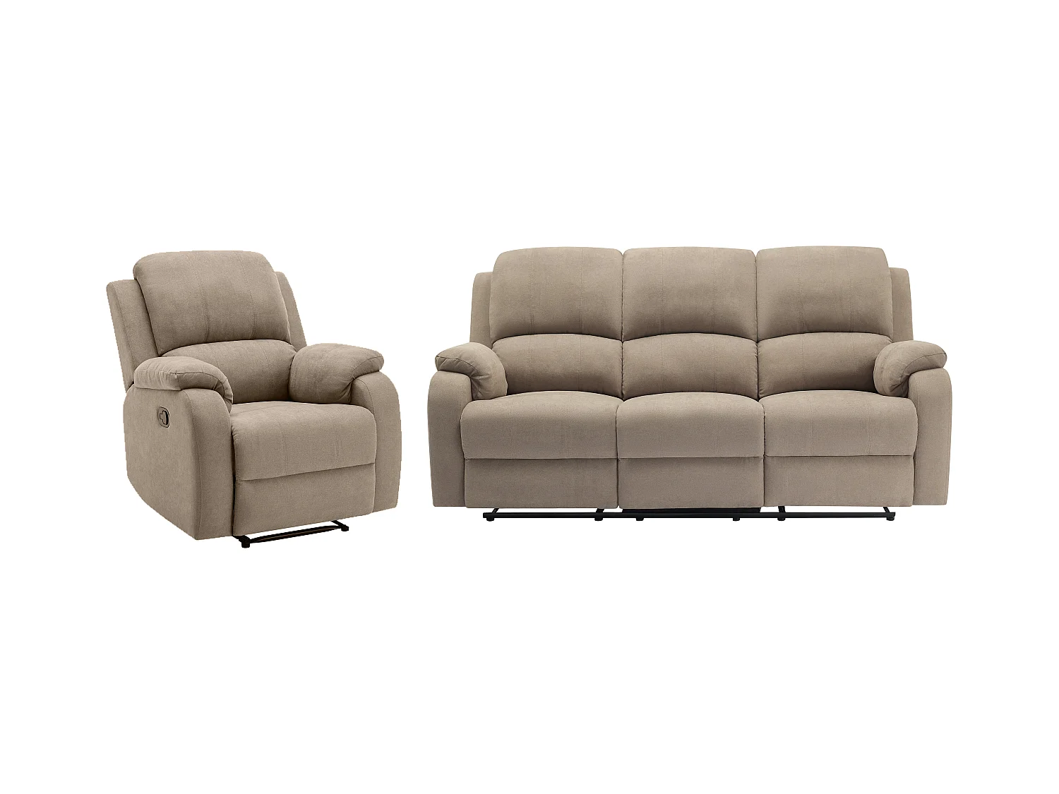 Canapé 3 places et fauteuil relax en microfibre taupe BRODY