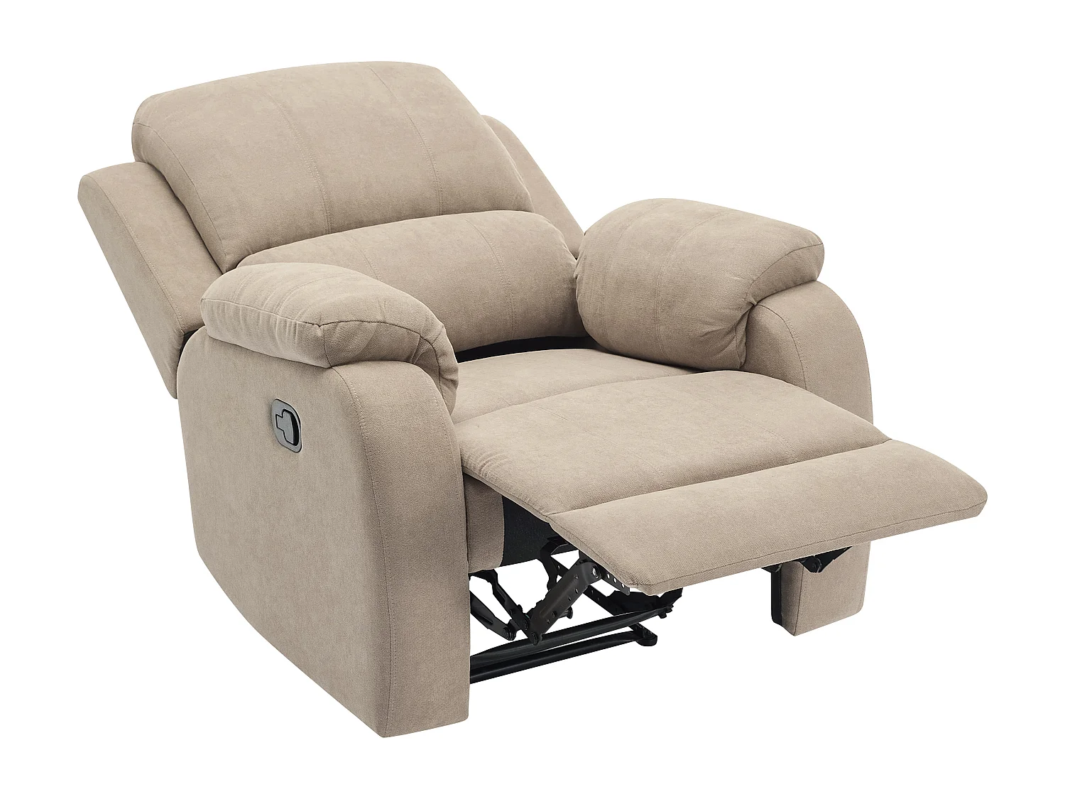 Sofá de 3 plazas y sillón reclinable de microfibra color topo BRODY